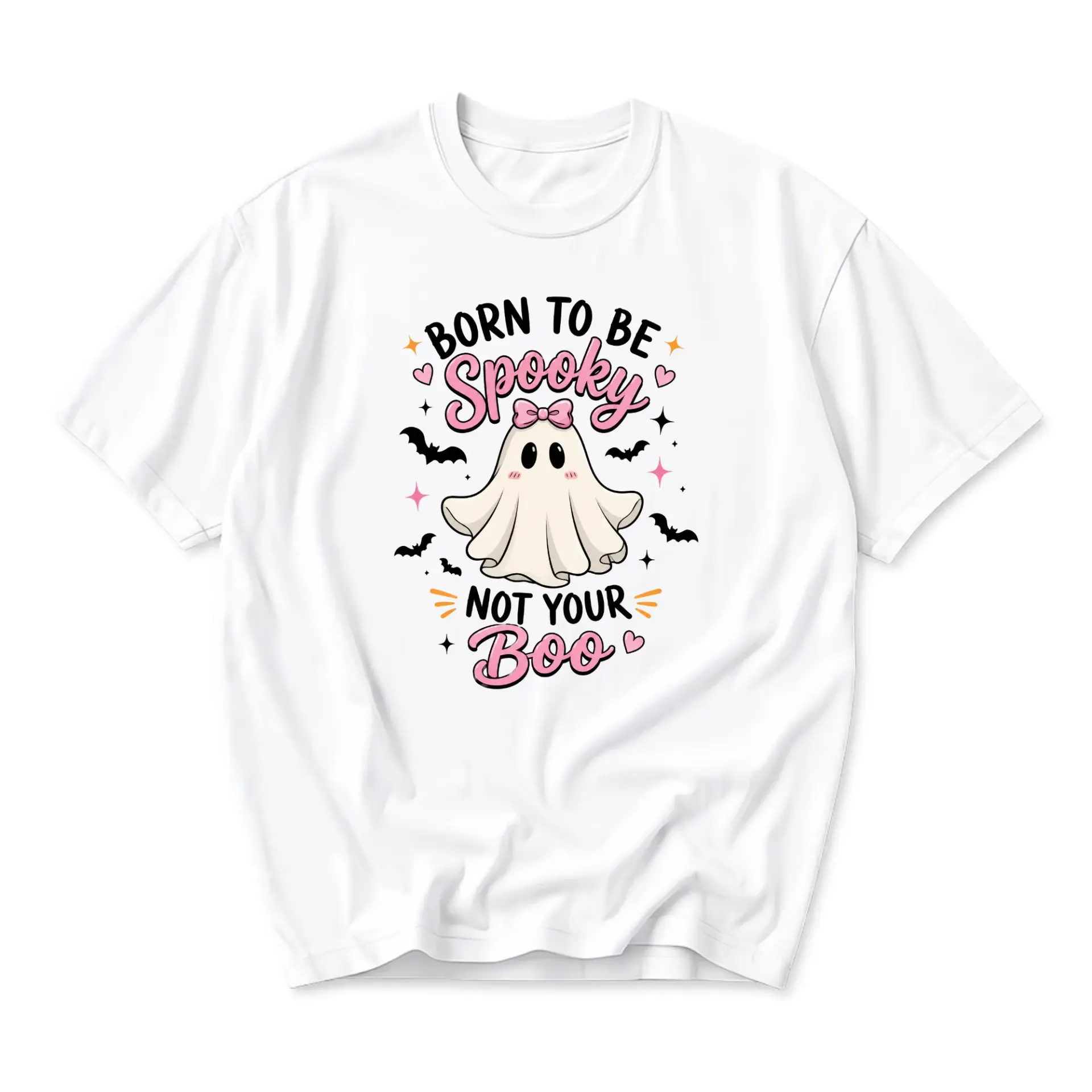 Graphic Tee Born to Be Spooky Not Your Boo Funny Ghost Shirt Unisex Casual Cotton Blend Short Sleeve Crew Neck Top