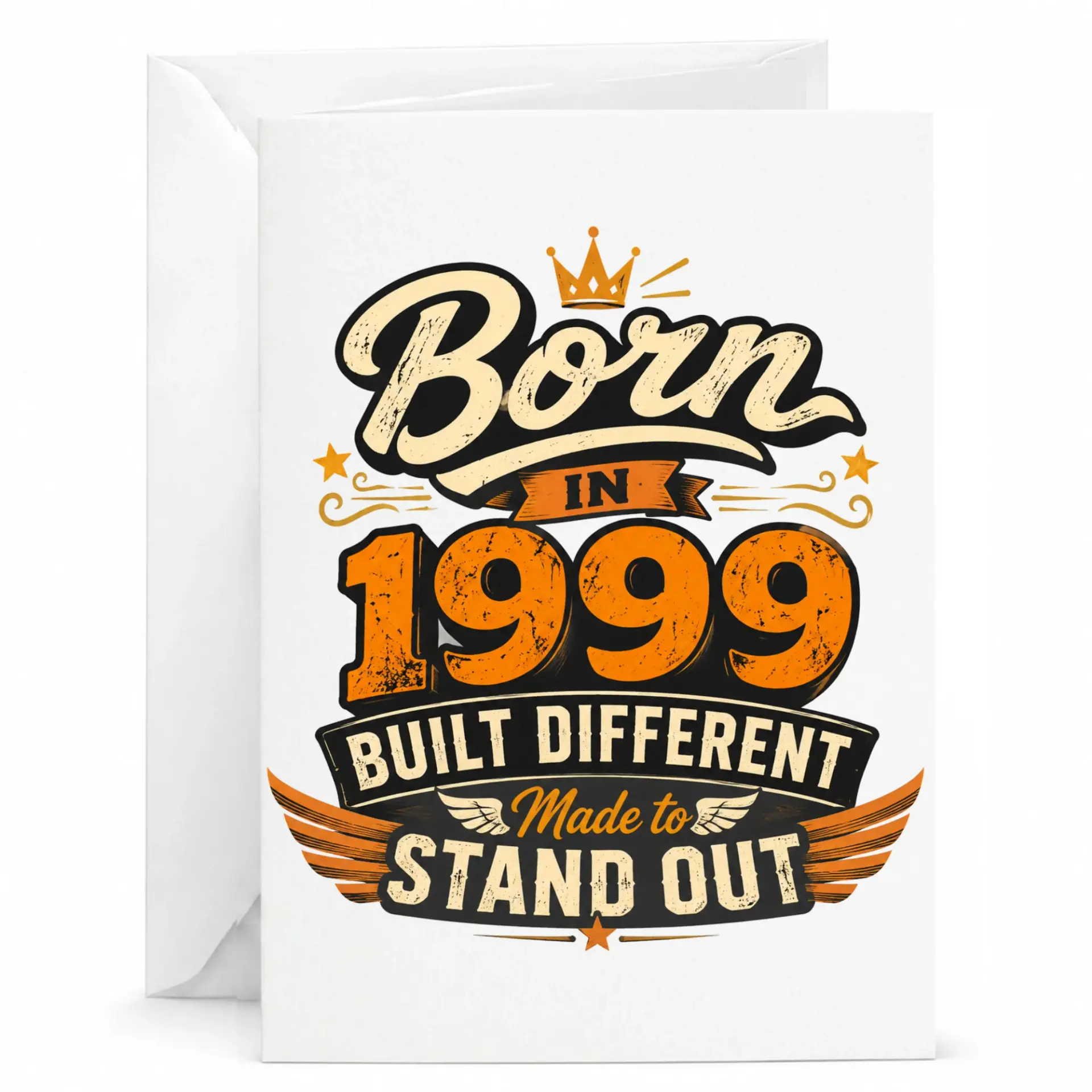 Birthday Card Born in 1999 Built Different Made to Stand Out Vintage Style Graphic Greeting Card for Milestone Birthday