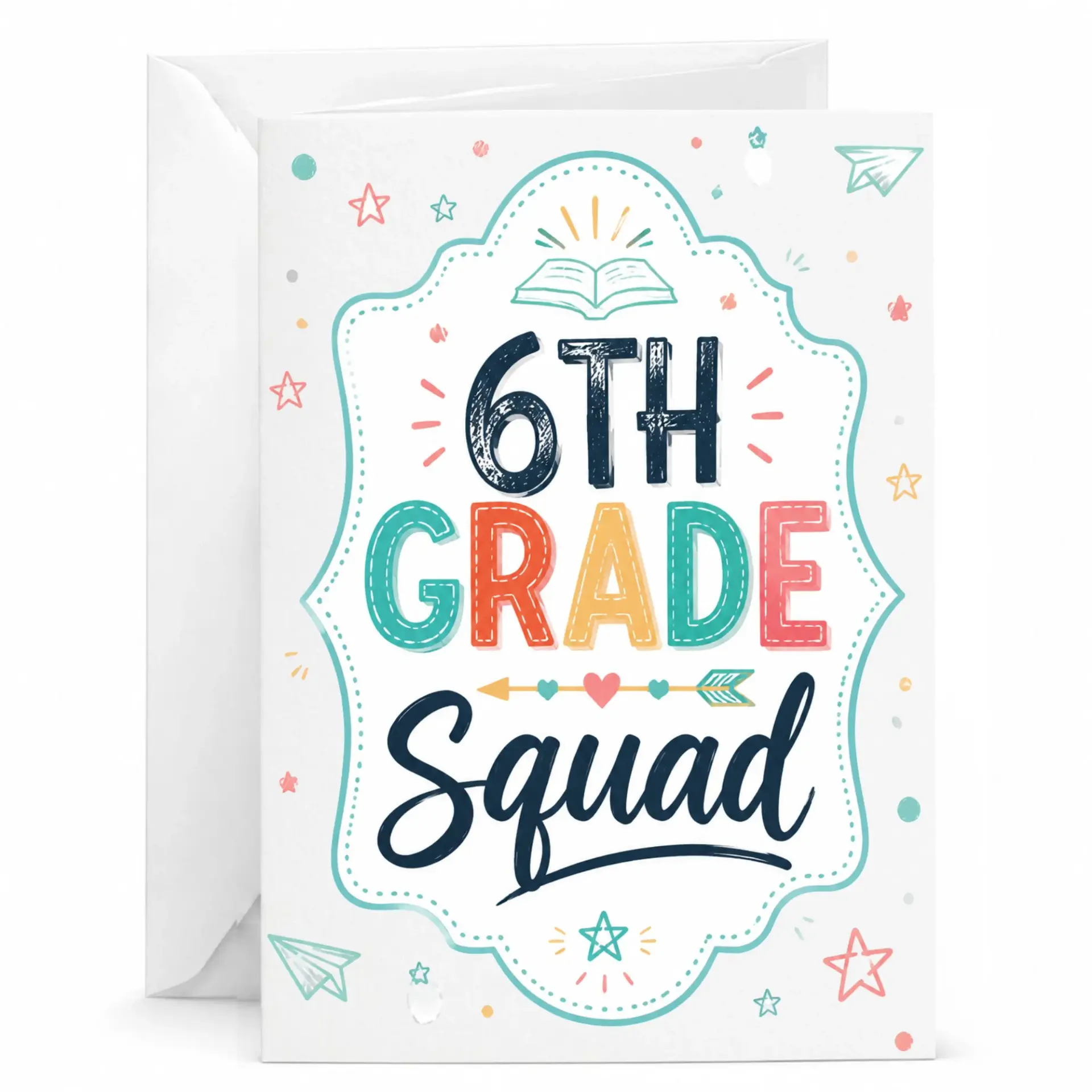 Greeting Card 6th Squad Colorful Academic Stationery for Congratulations and Achievement