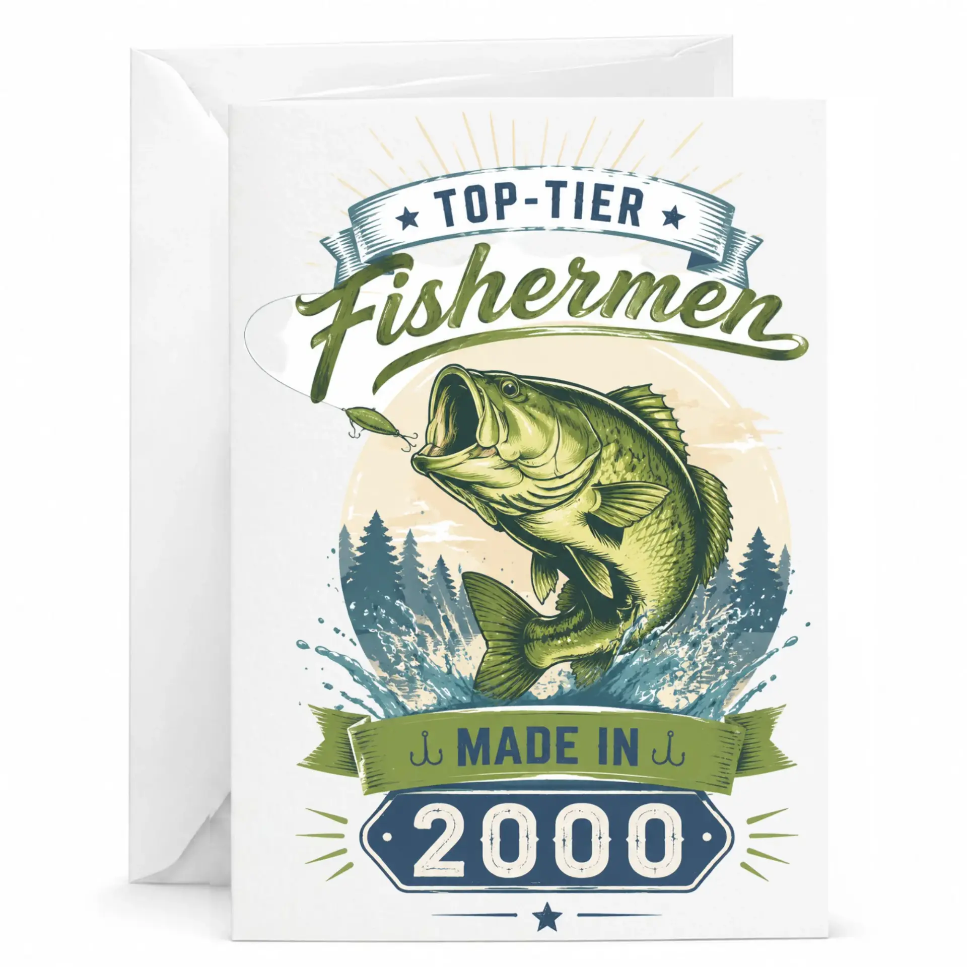 Greeting Card Top-Tier Fishermen Made in 2000 Funny Birthday Gift for Angler Fishing Enthusiast 5x7 Folded Card