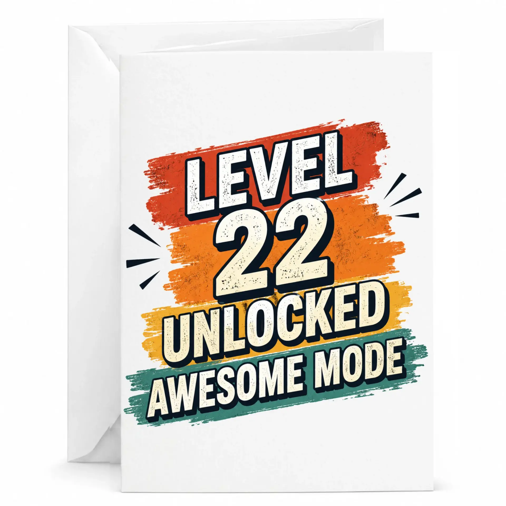 Birthday Card Level 22 Unlocked Awesome Mode Greeting Card for Twenty Second Birthday Milestone Celebration