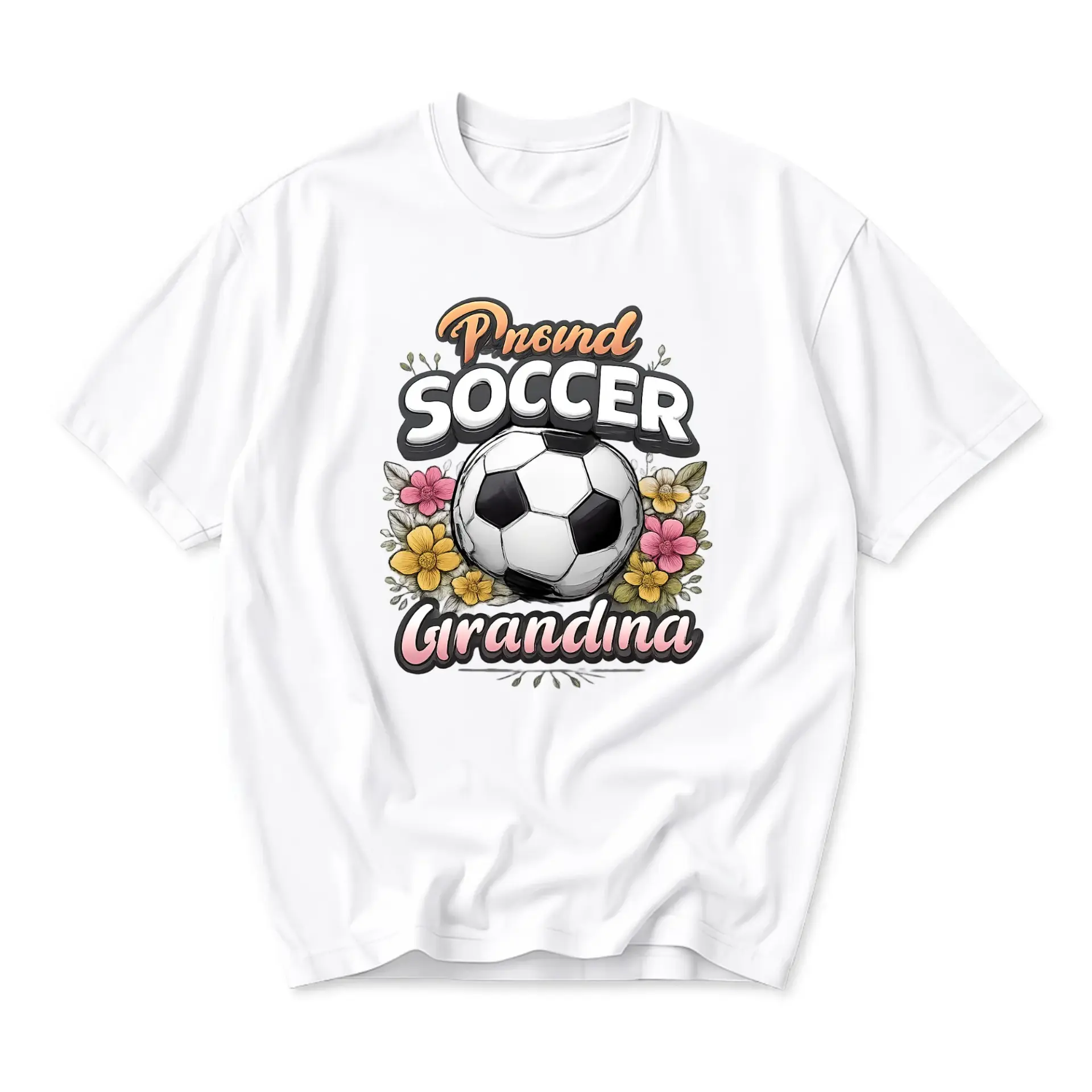 Graphic Tee Proud Soccer Grandma Floral Sport Athletic Fan Apparel White