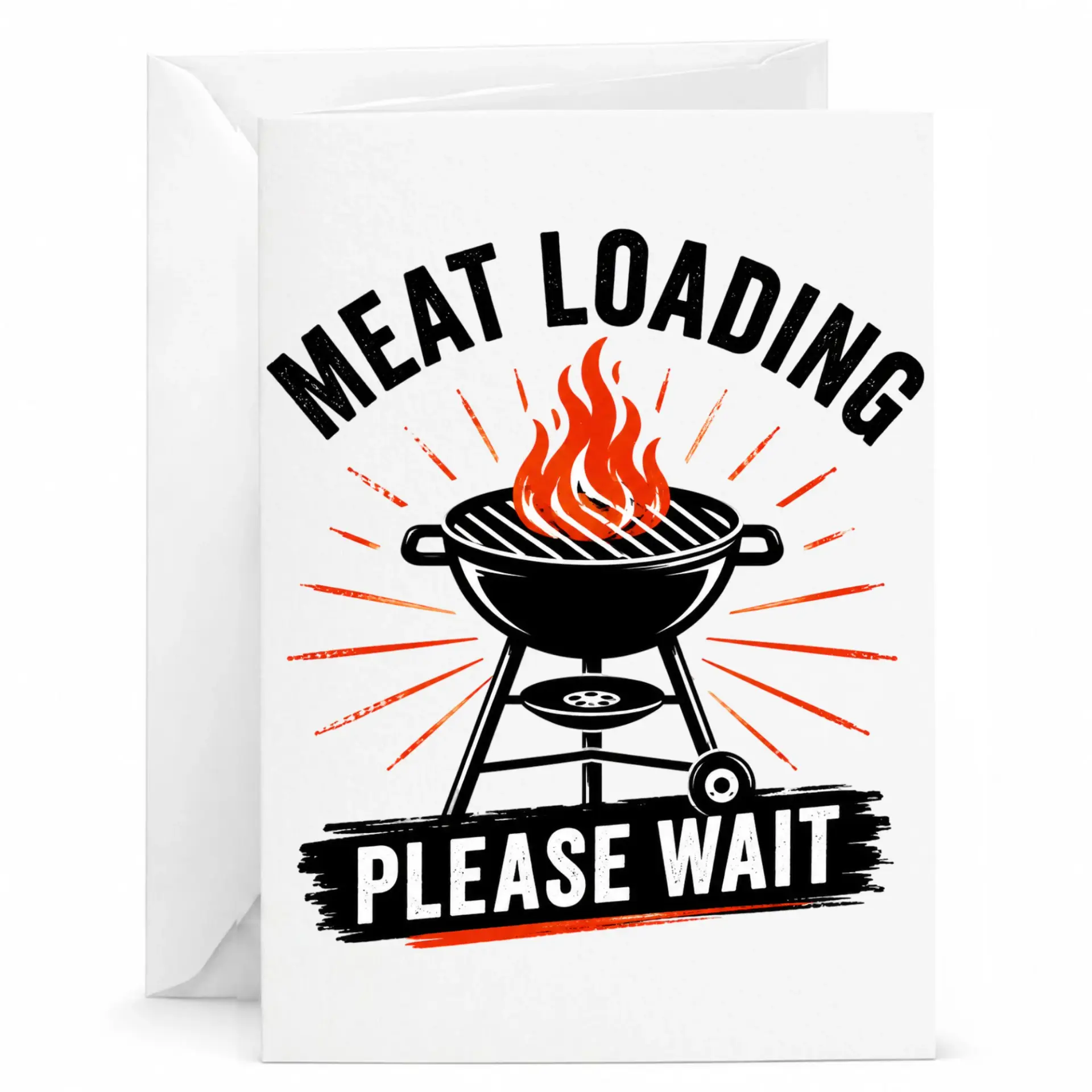 Funny Meat Loading Grill Greeting Card Barbecue Bbq Lover Birthday Congratulations Note with Matching White Envelope