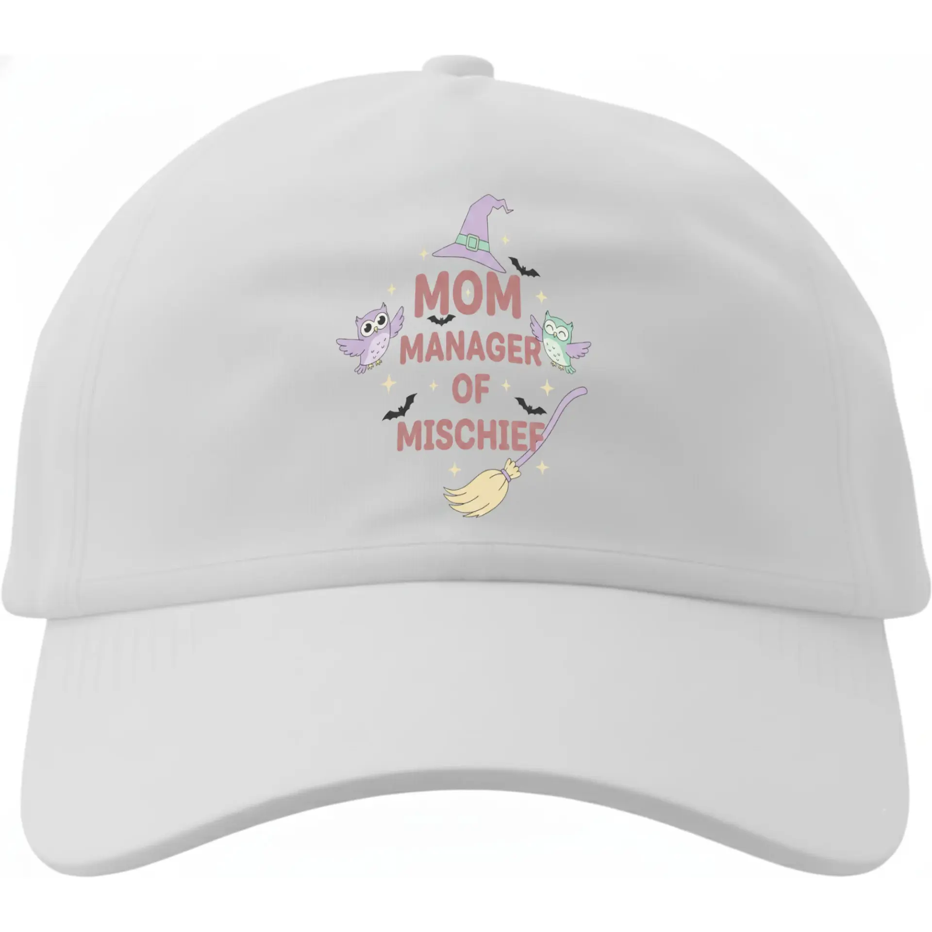 Dad Hat Baseball Cap Mom Manager of Mischief Graphic Print Adjustable Cotton Sun Hat for Casual Outdoor Wear