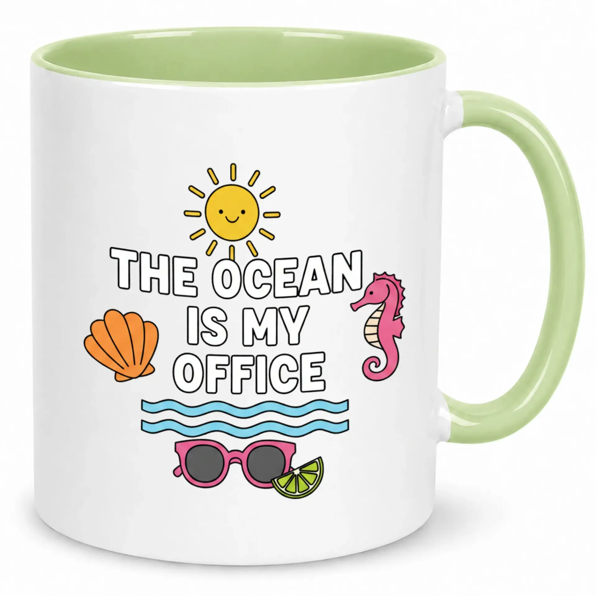 Funny Ocean Themed Ceramic Coffee Mug, Ideal for Beach Lovers and Vacation Dreamers, Unique Summer Office Drinkware Gift
