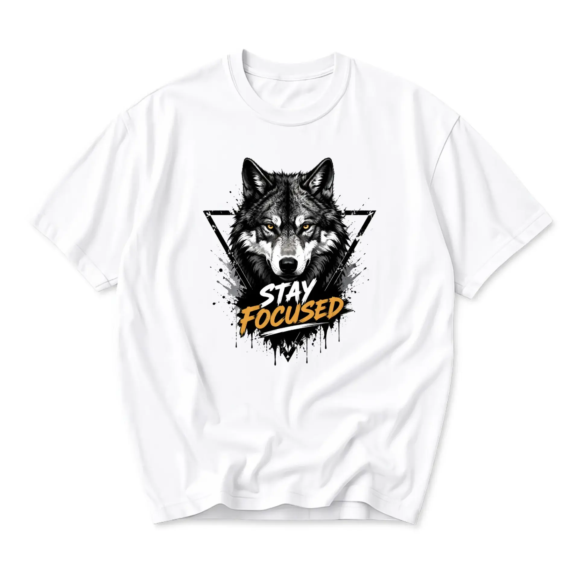 Graphic Tee Stay Wolf Print Unisex Crew Neck Casual Cotton Shirt for Everyday Style and Comfortable Wear