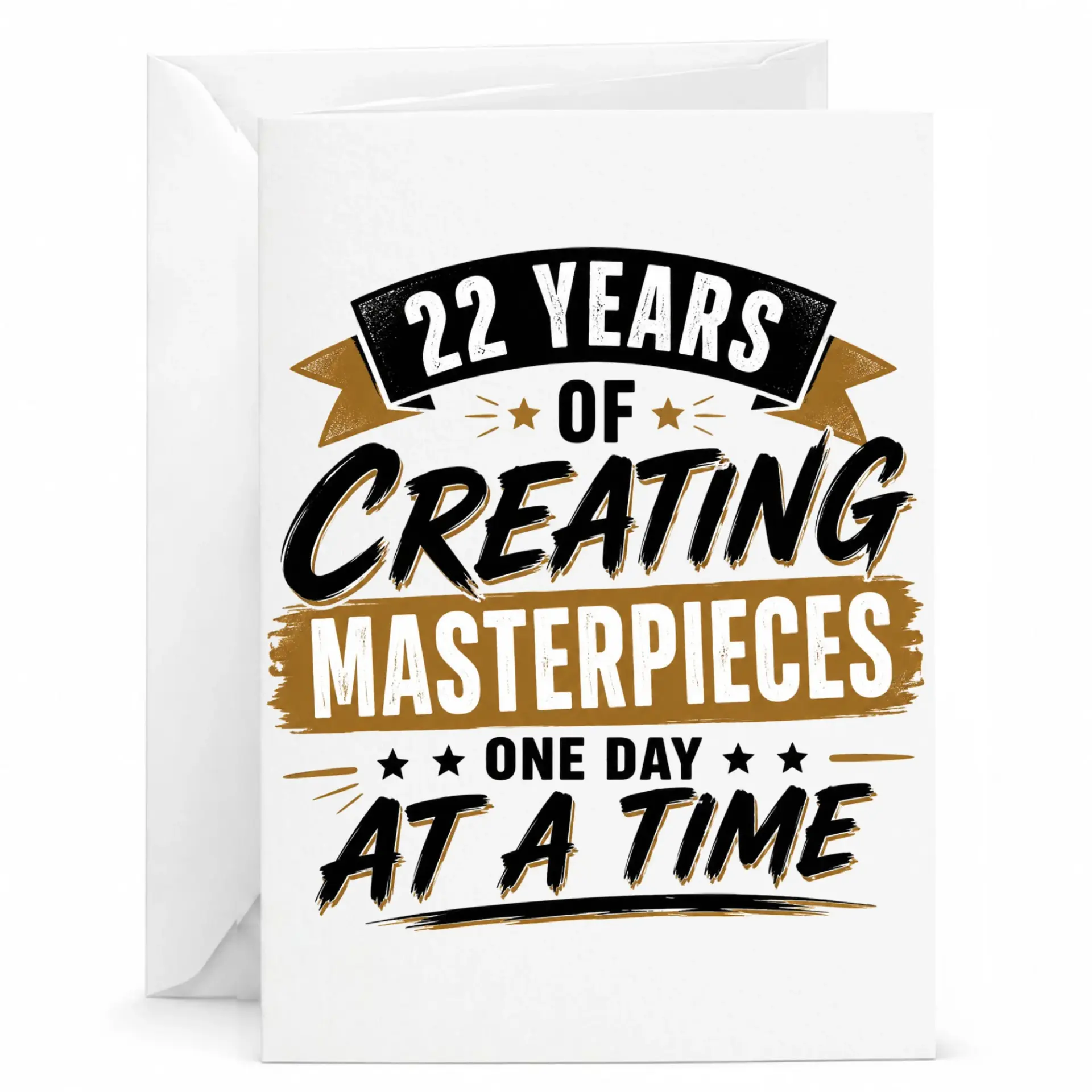Funny Birthday Card for 22nd Anniversary Milestone 22 Years of Creating Masterpieces Greeting Card for Friends Colleagues