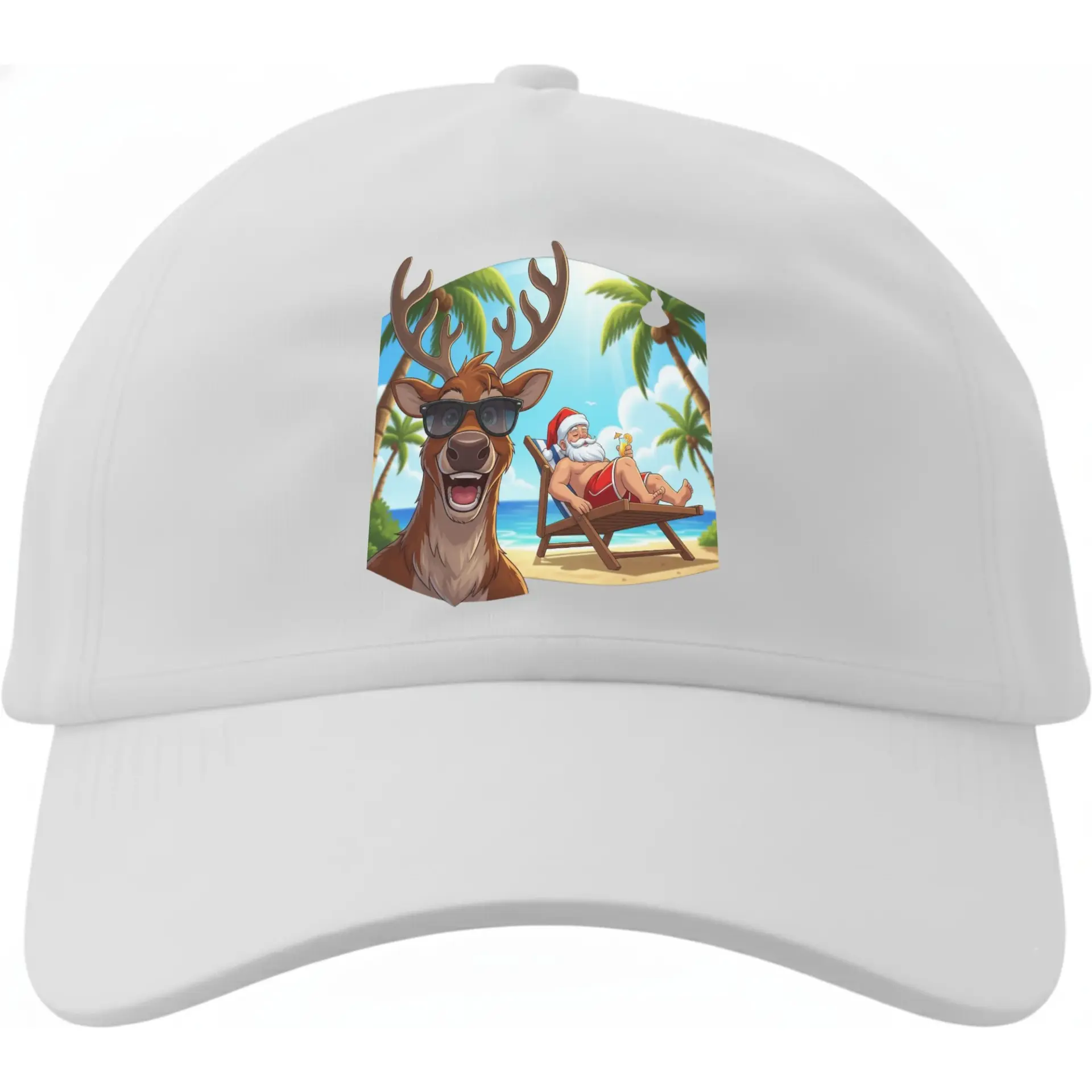 Baseball Cap Tropical Holiday Reindeer and Santa Graphic Hat for Men and Women Casual Summer Sun Protection Accessories