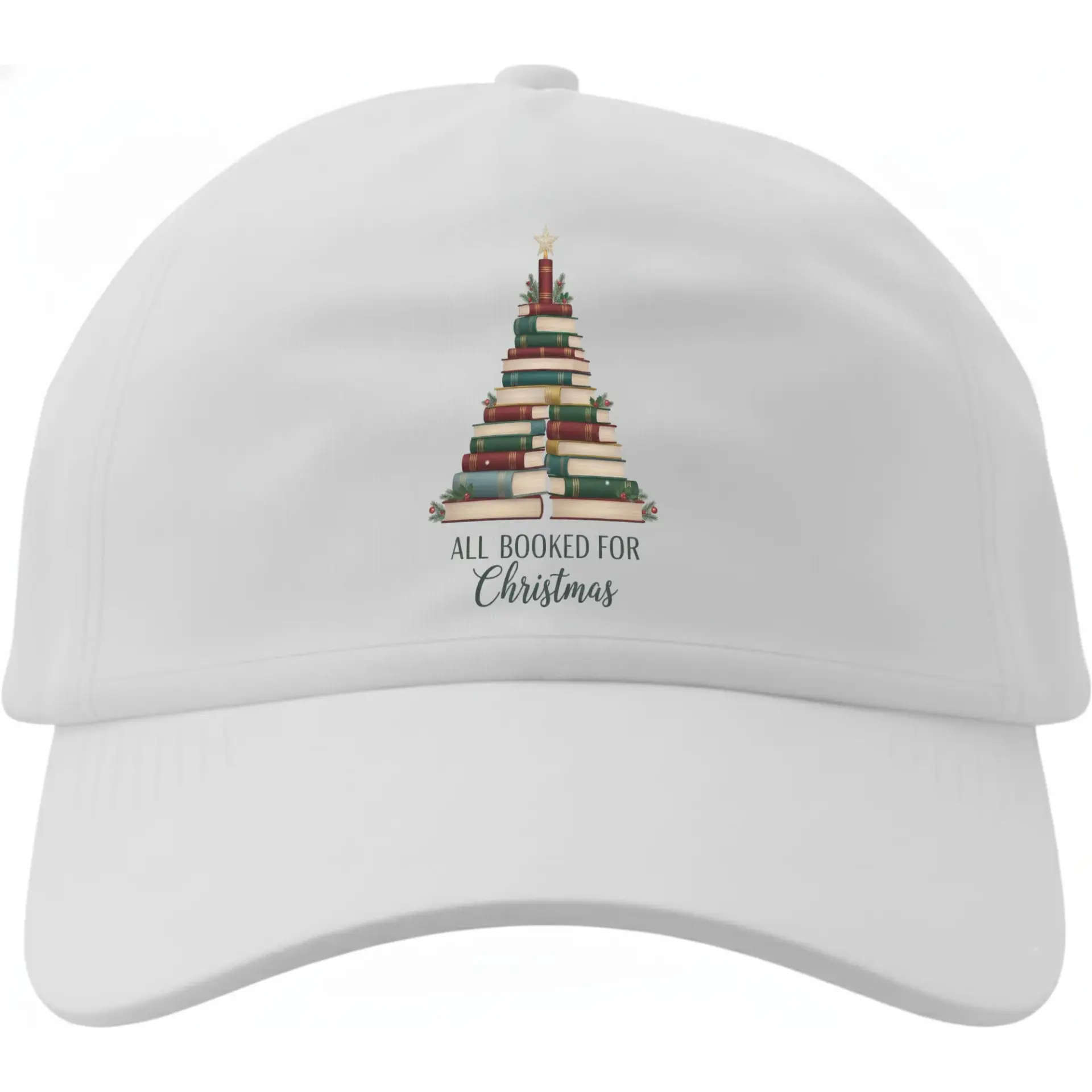 Baseball Cap for Book Lovers, Festive Holiday Reading Theme Graphic Hat, Comfortable Adjustable Cotton Dad Hat Headwear