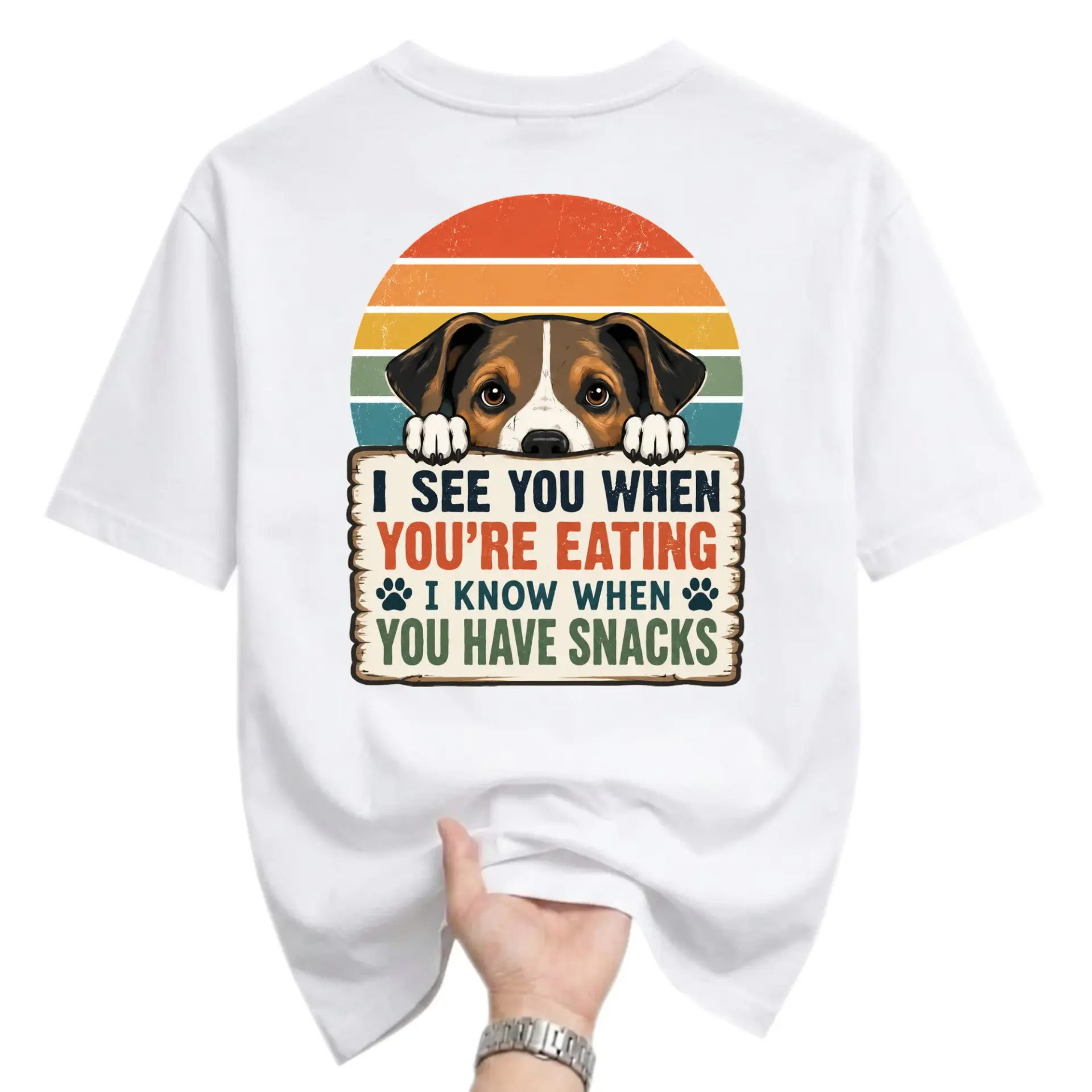 Funny Shirt I See You When Are Eating Dog Graphic Tee Unisex Casual Crew