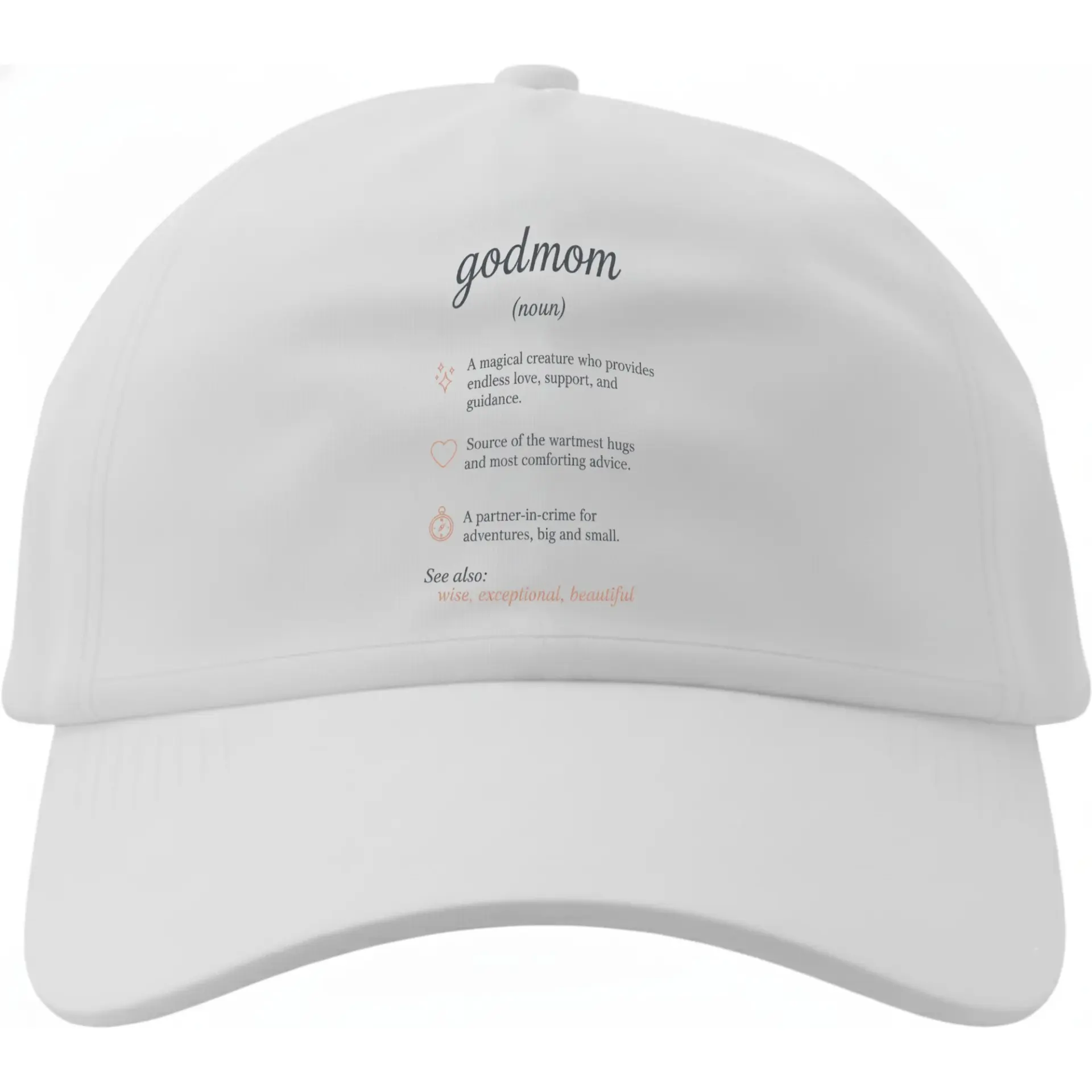 Baseball Cap Godmom Dictionary Definition Printed Hat Trendy Graphic Low Profile Cotton Accessory for Casual Wear