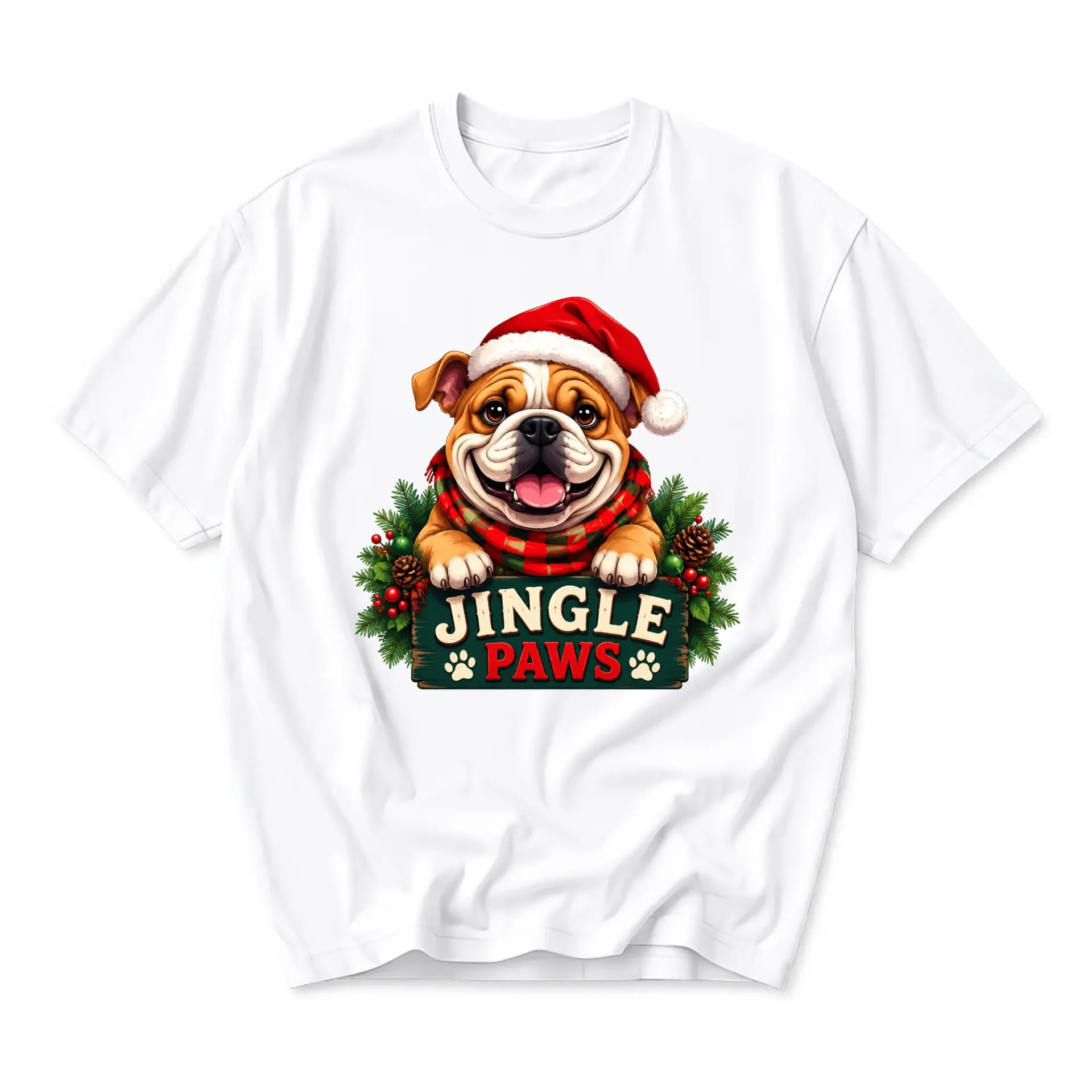 Graphic Tee Jingle Paws Christmas Unisex Crew Neck T-Shirt Festive Holiday