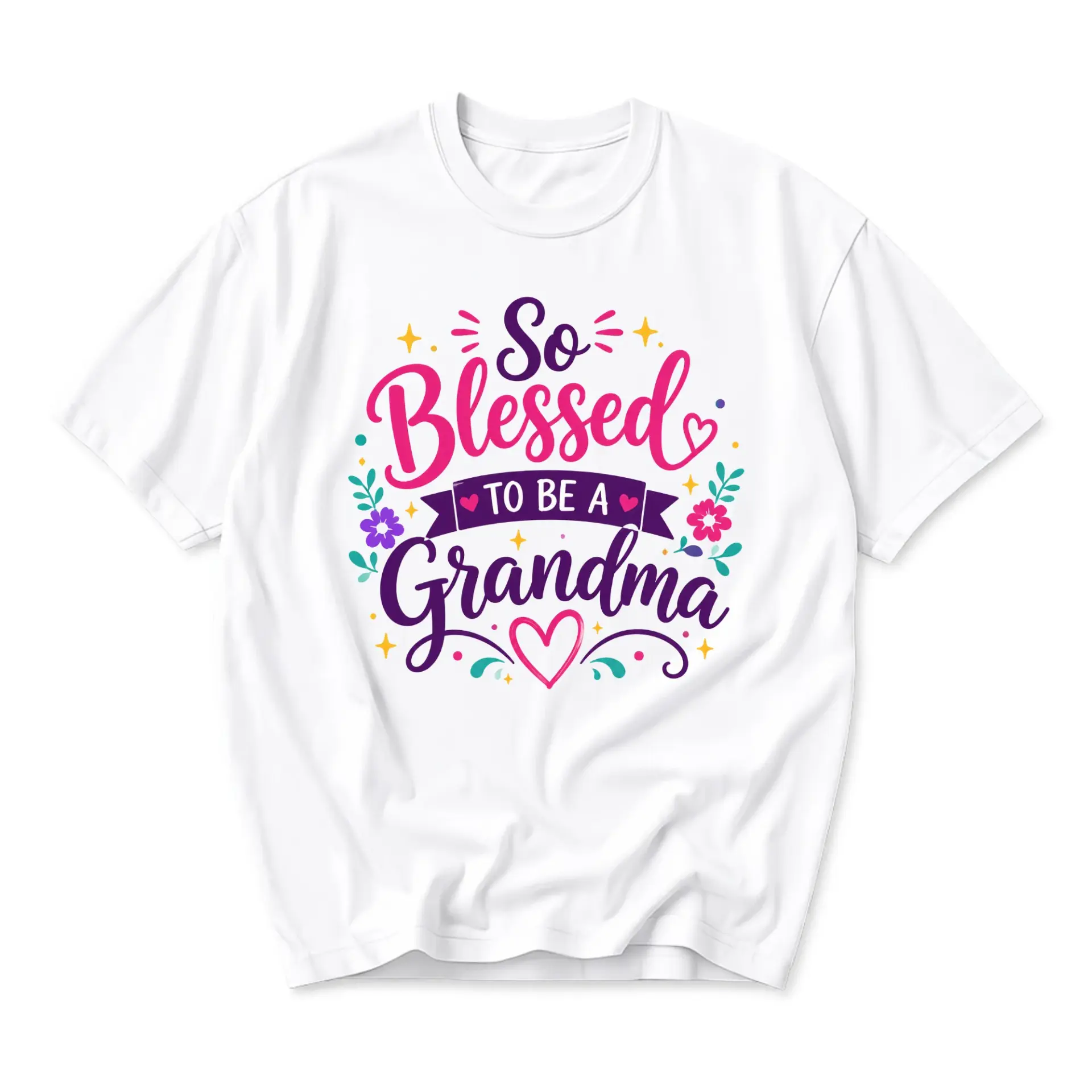 Graphic Tee to Be a Grandma Inspirational Floral Quote Unisex Crew Neck
