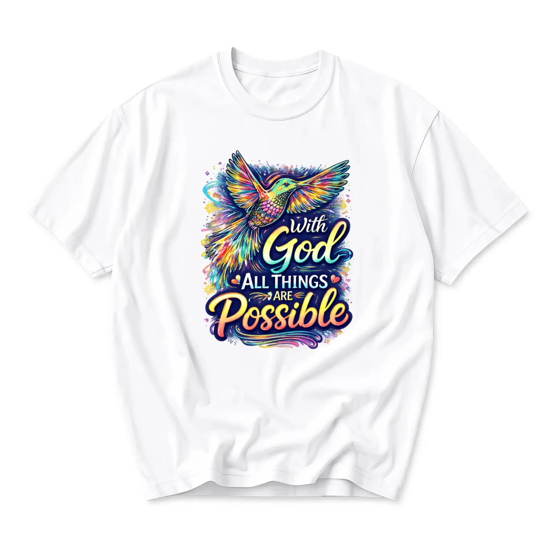 Graphic Tee All Things Are Possible Hummingbird Art Print Unisex Casual