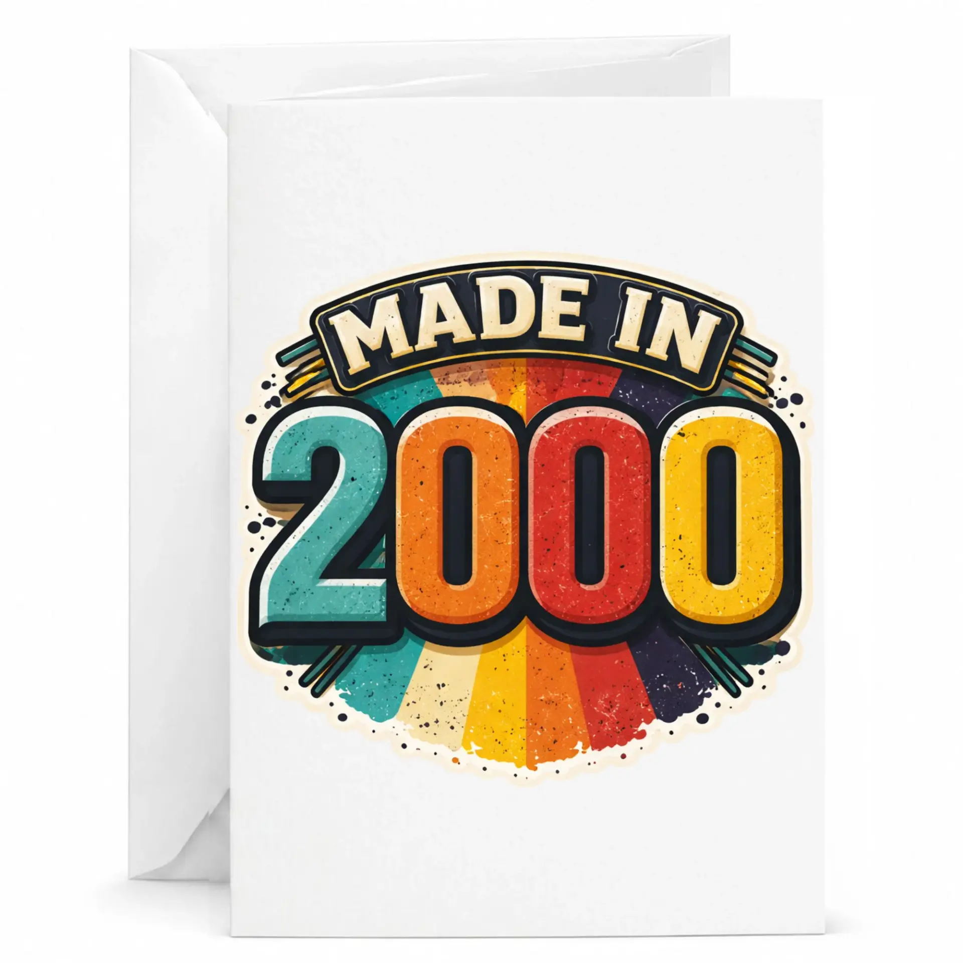 Birthday Card Made in 2000 Vintage Style Greeting Card for Milestone Year Celebration and Retro Party Keepsake