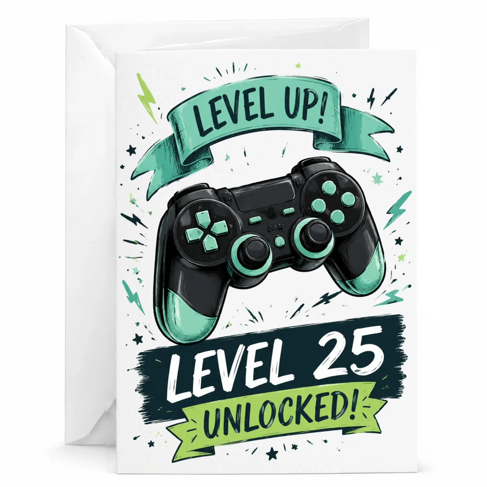 Birthday Card Level 25 Unlocked Funny Video Game Themed Greeting Card for Twenty Fifth Birthday Milestone Celebration