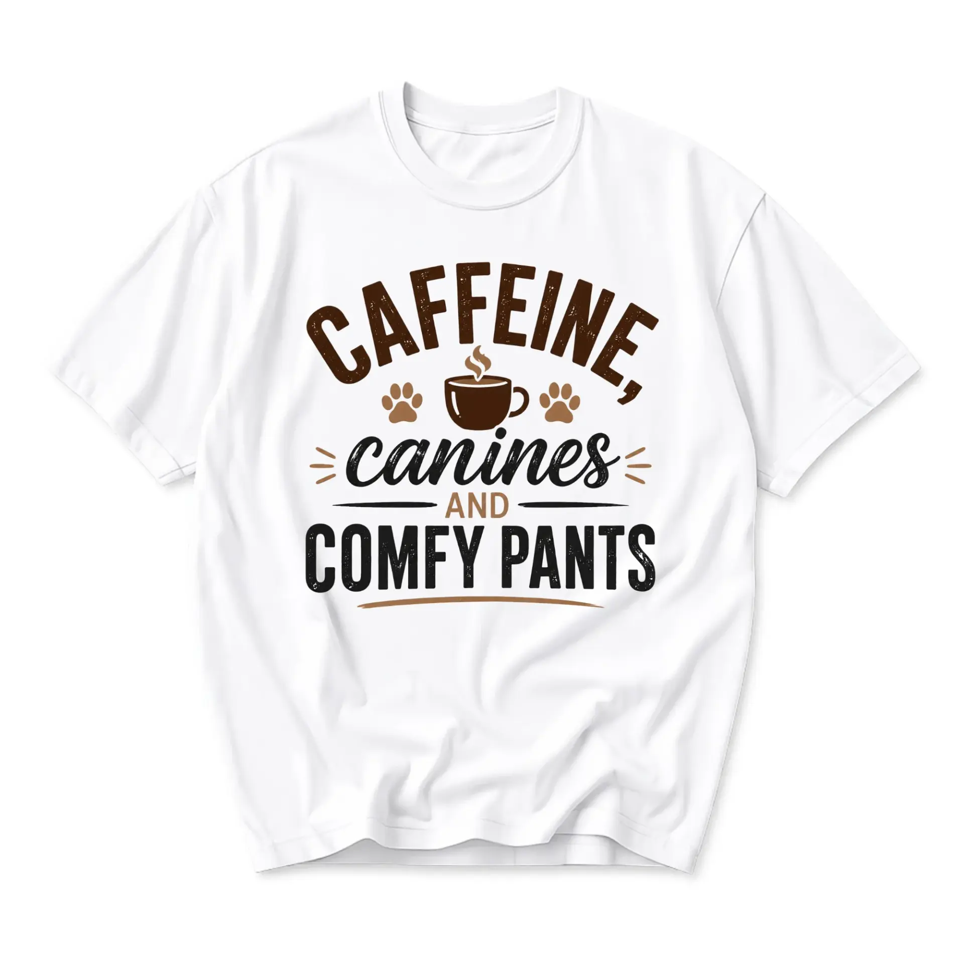 Funny Shirt Caffeine Canines and Comfy Pants Unisex Graphic Printed T-Shirt