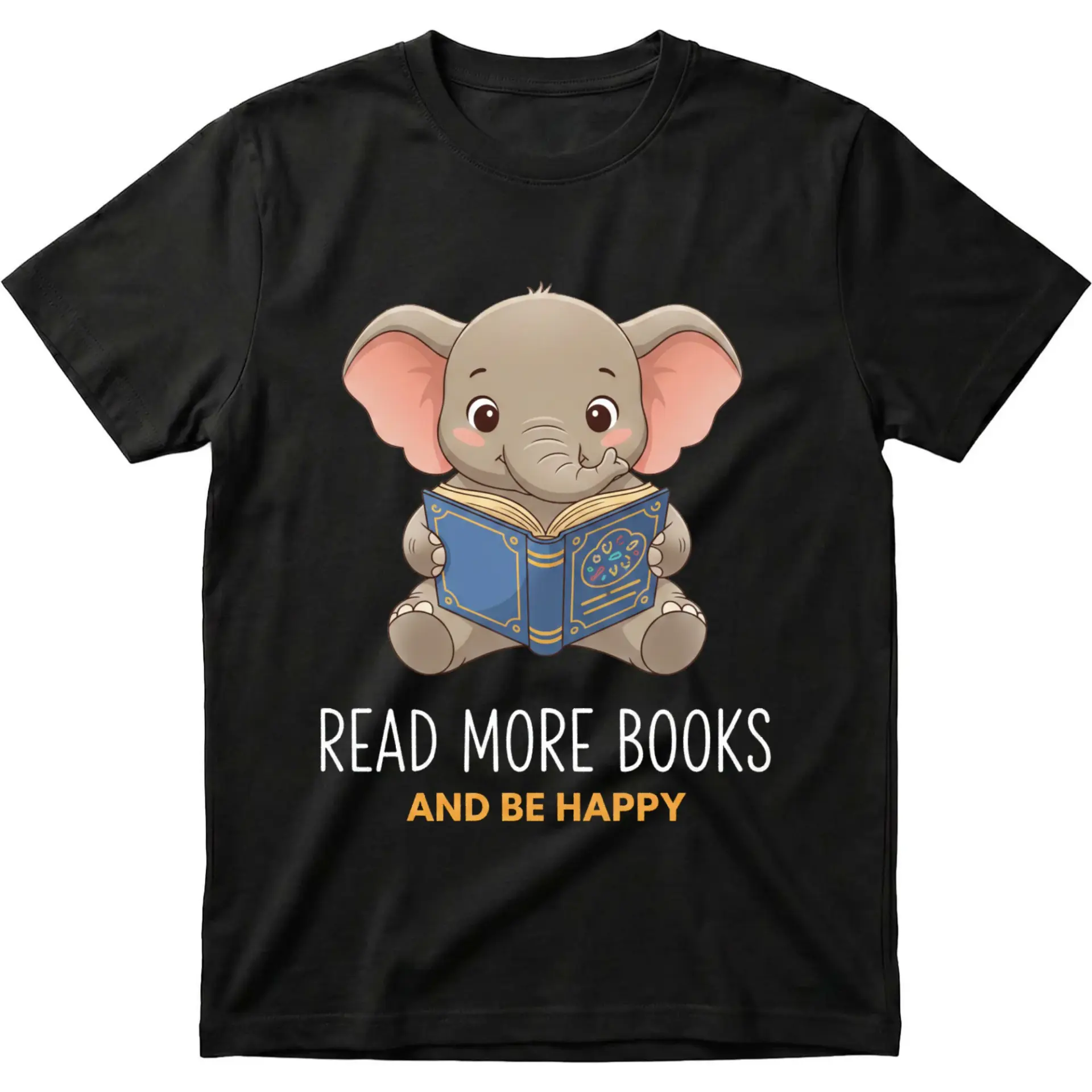 Graphic Tee Read More Books Elephant Print Unisex Crew Neck Shirt Casual Comfortable Everyday Apparel Soft Cotton Top