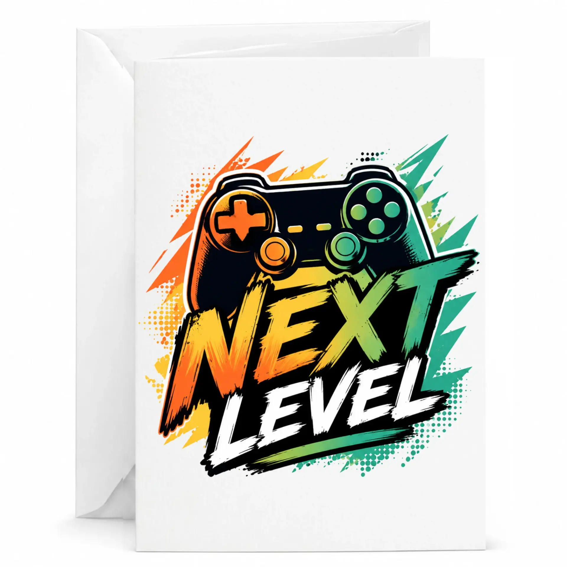 Funny Gaming Greeting Card Next Level Video Game Controller Design for Birthdays Anniversaries and Congratulations