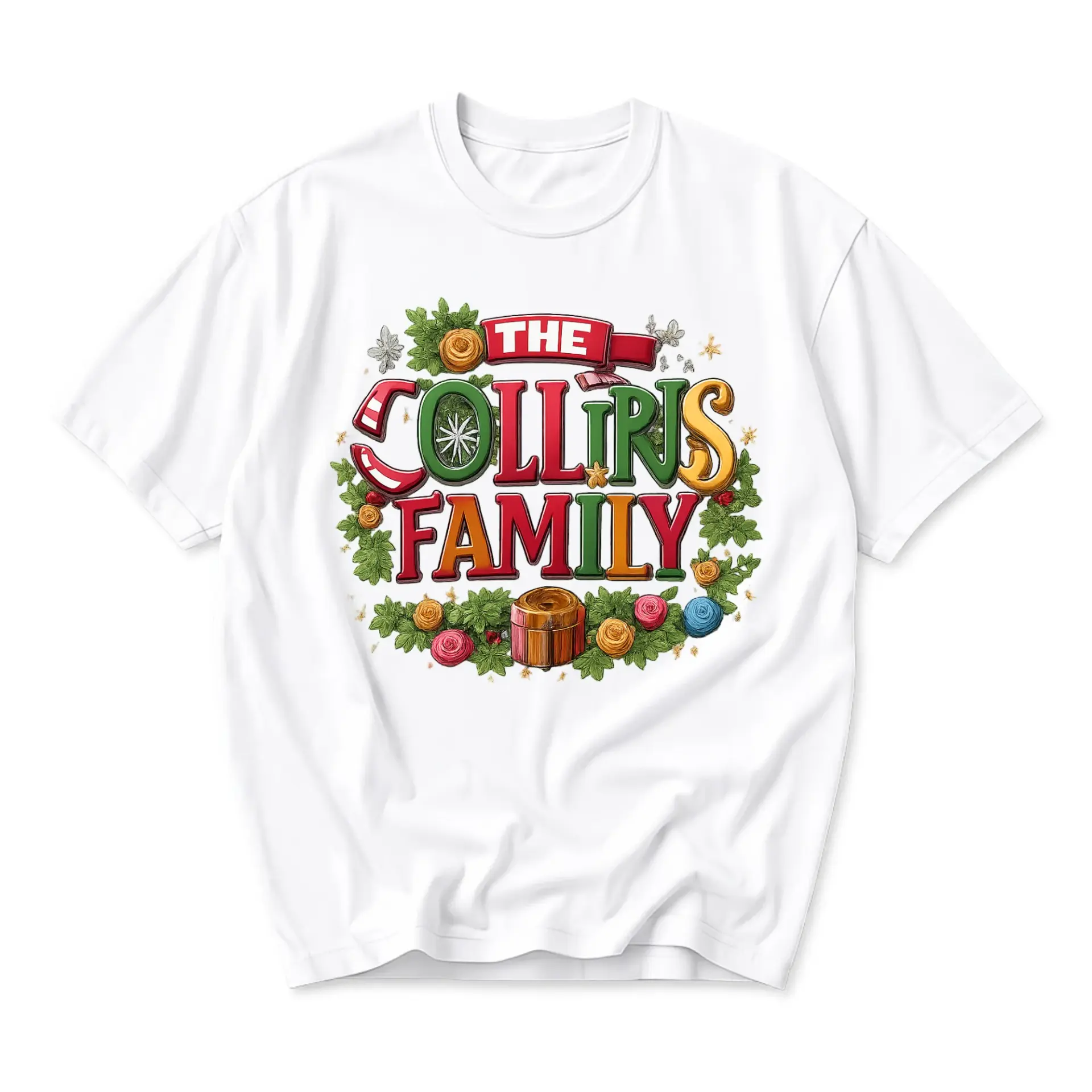 Graphic Tee the Collins Family Holiday Wreath Decorative Print Unisex