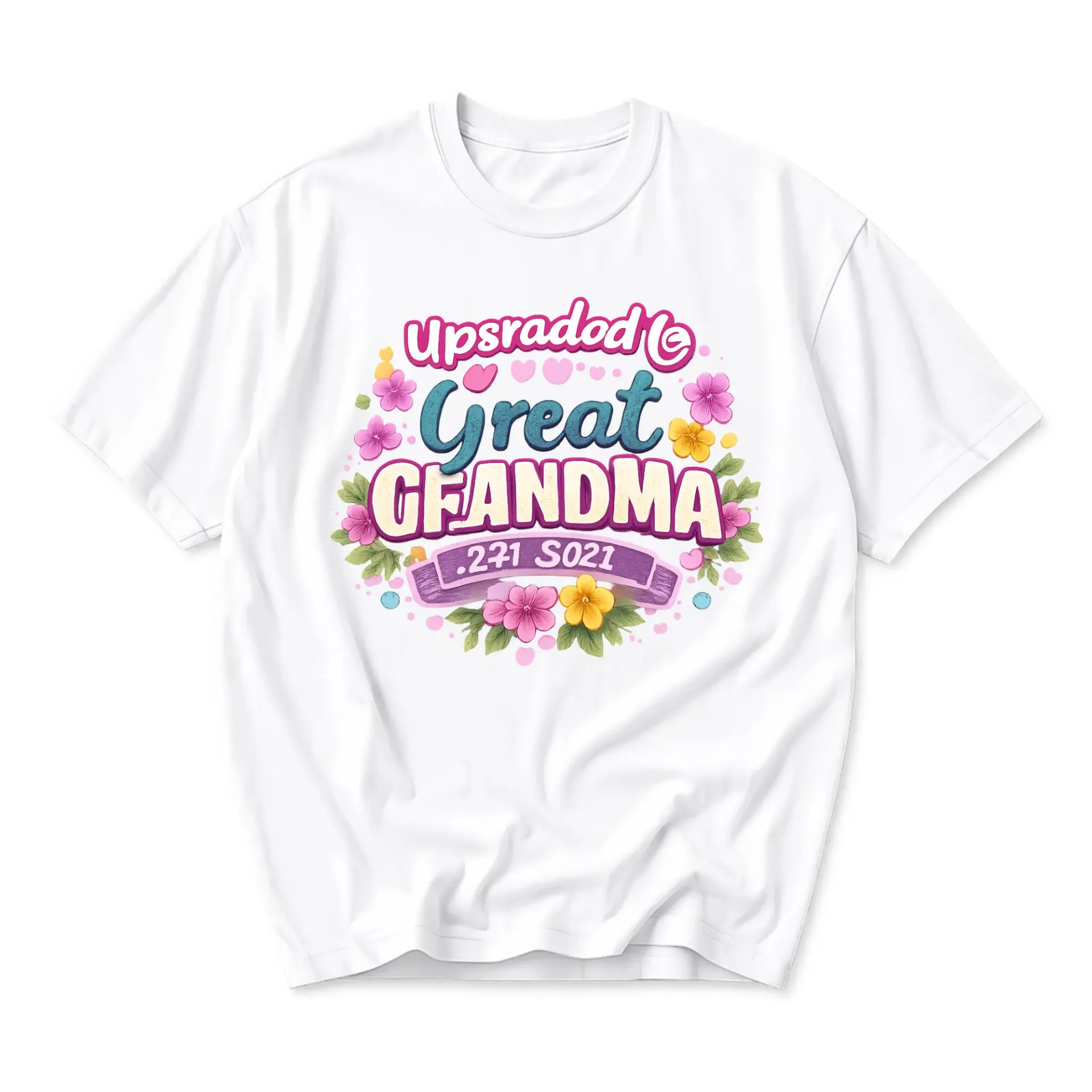 Graphic Tee Upsradod Great Grandma Floral Design Casual Unisex Short Sleeve