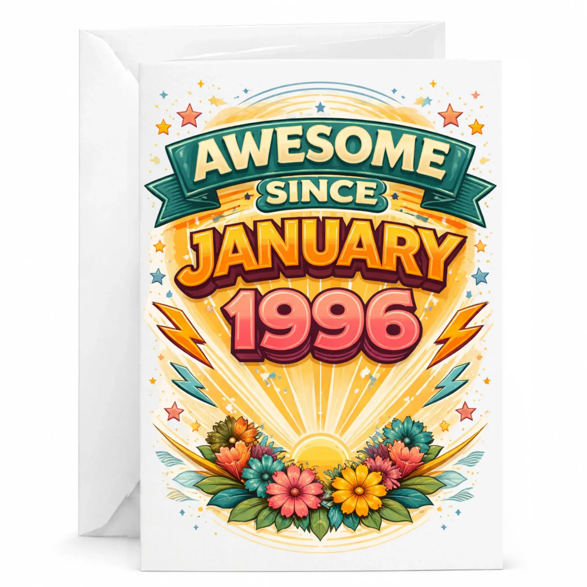 Birthday Card Awesome Since January 1996 Retro Style Greeting Card for Vintage Birth Year Milestone Celebration