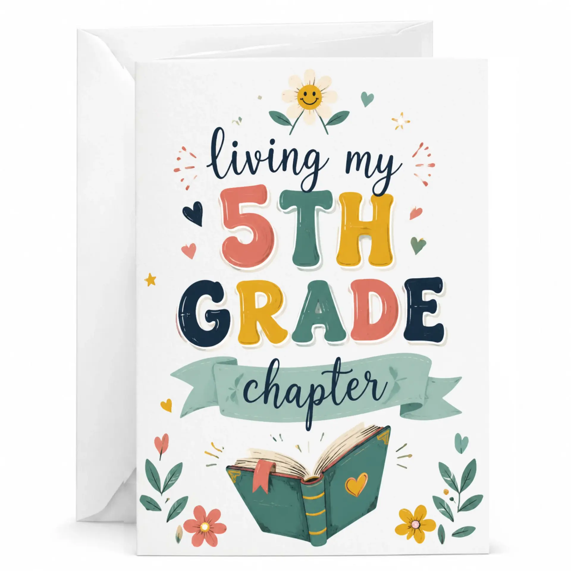 Greeting Card Living My 5th Chapter Aesthetic Retro Style Stationery for Milestone Celebrations and Encouragement
