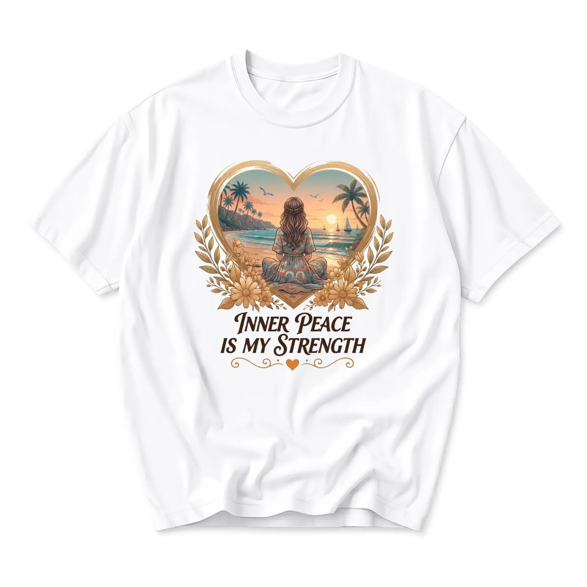 Graphic Tee Inner Peace Is My Strength Yoga Meditation Design Unisex Casual Cotton Crew Neck Shirt Apparel Top