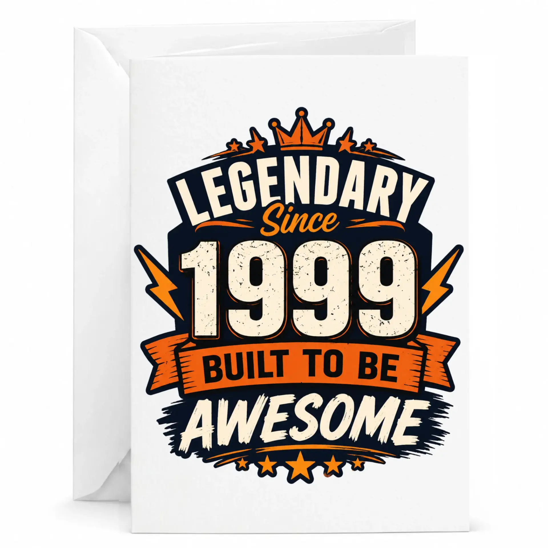 Birthday Card Legendary Since 1999 Built to Be Awesome Retro Style Graphic Greeting Card for Milestone Celebrations