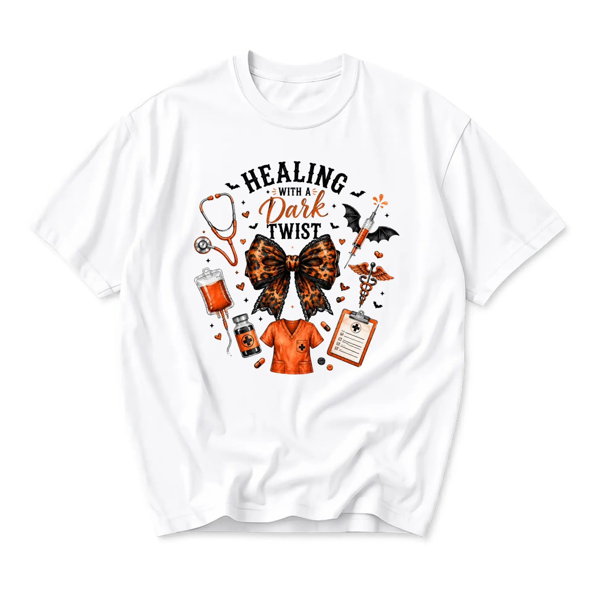 Graphic Tee Healing with a Dark Twist Medical Theme Unisex Shirt Nurse Apparel for Everyday Wear and Casual Outfits