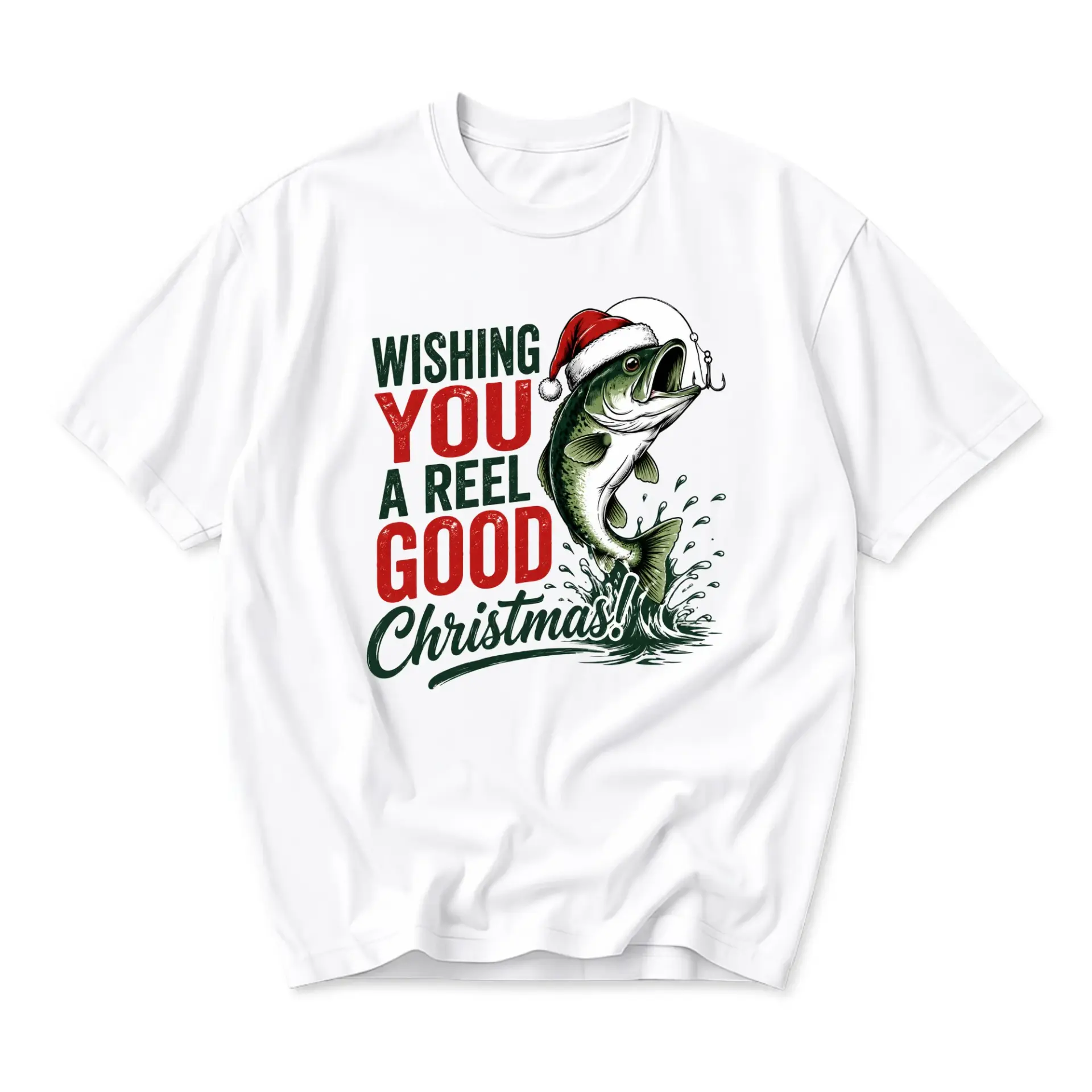 Funny Shirt Wishing You a Reel Good Christmas Graphic Tee Unisex Casual Apparel for Holiday Fishing Enthusiasts