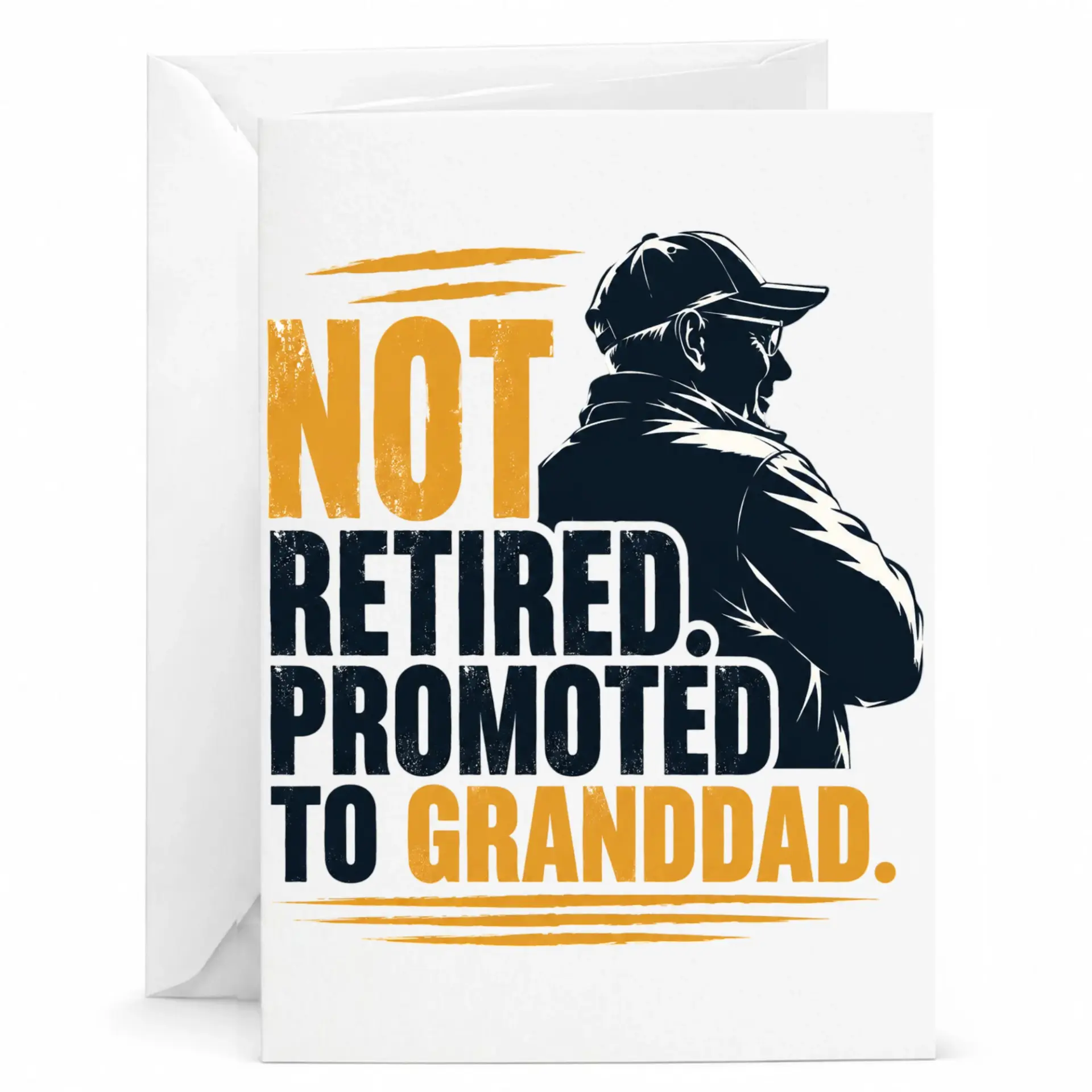 Funny Retirement Greeting Card for New Grandfather, Promoted to Granddad Announcement Card with Matching Envelope