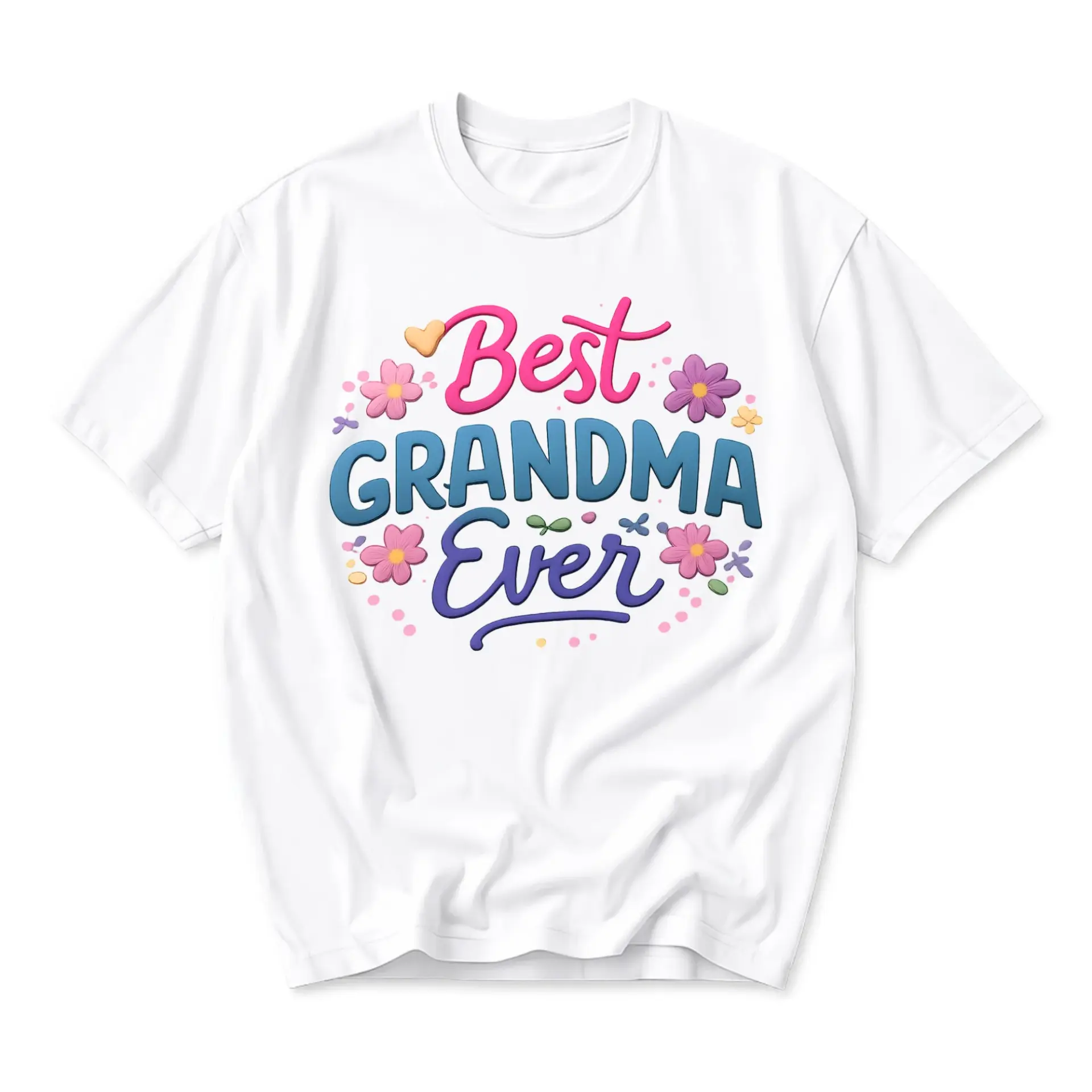 Graphic Tee Best Grandma Ever Floral Design Unisex Crew Neck Soft Cotton Blend Everyday Casual Short Sleeve Shirt