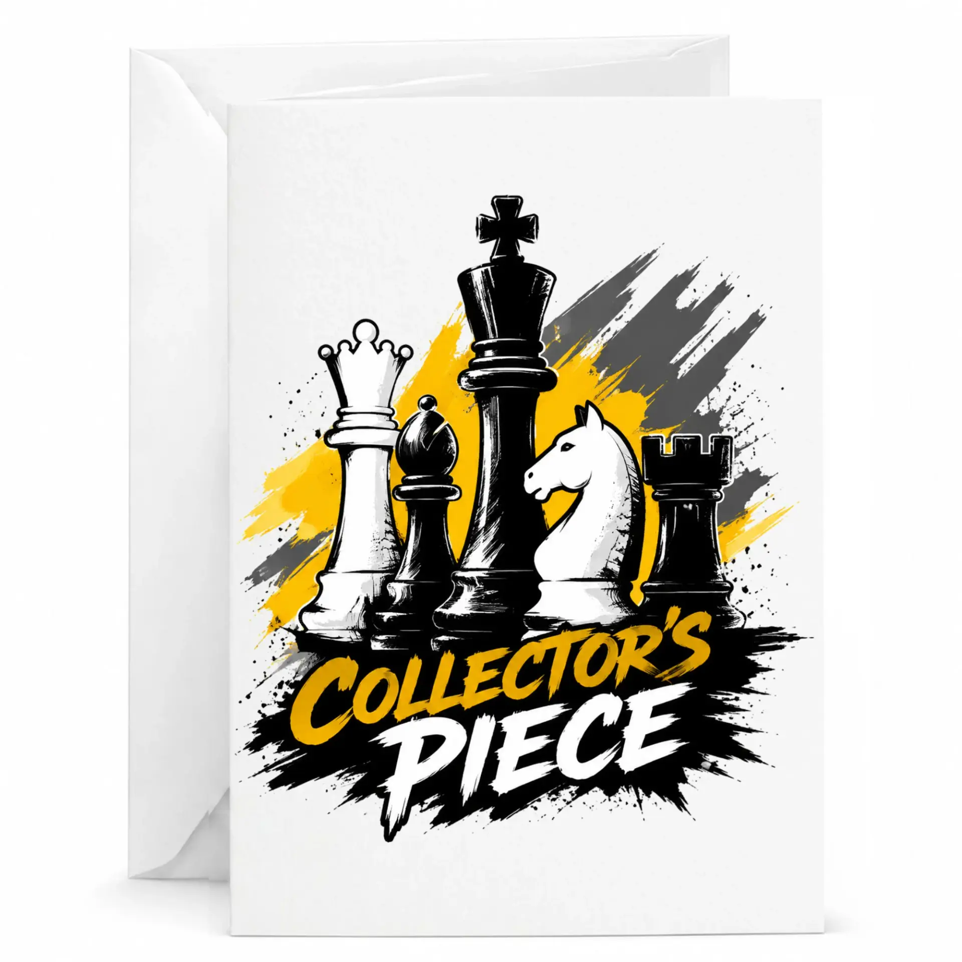 Greeting Card Collector's Piece Featuring Artistic Chess Strategy Pieces Design for Strategy Game Enthusiasts