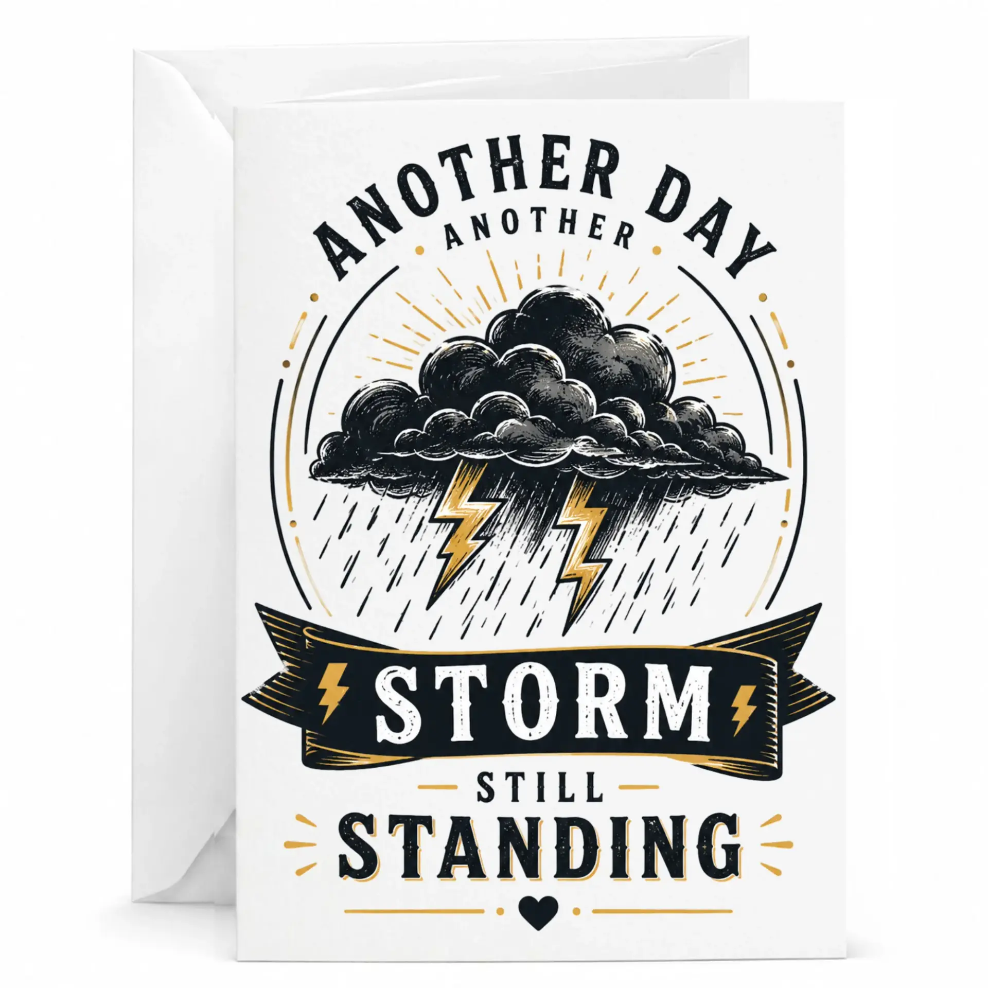 Funny Greeting Card Another Day Still Standing Inspirational Illustration Print for Encouragement