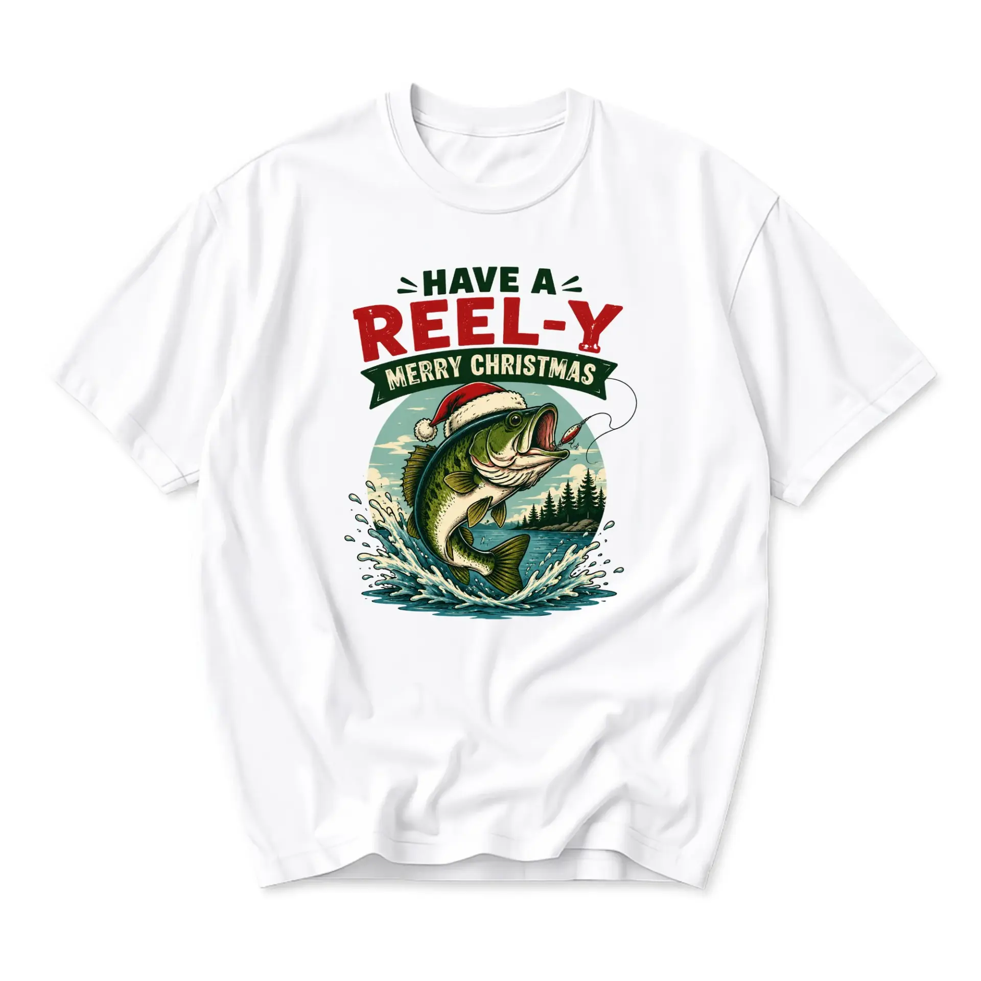 Funny Shirt Have a Merry Christmas Graphic Tee Fisherman Gift Unisex Crew