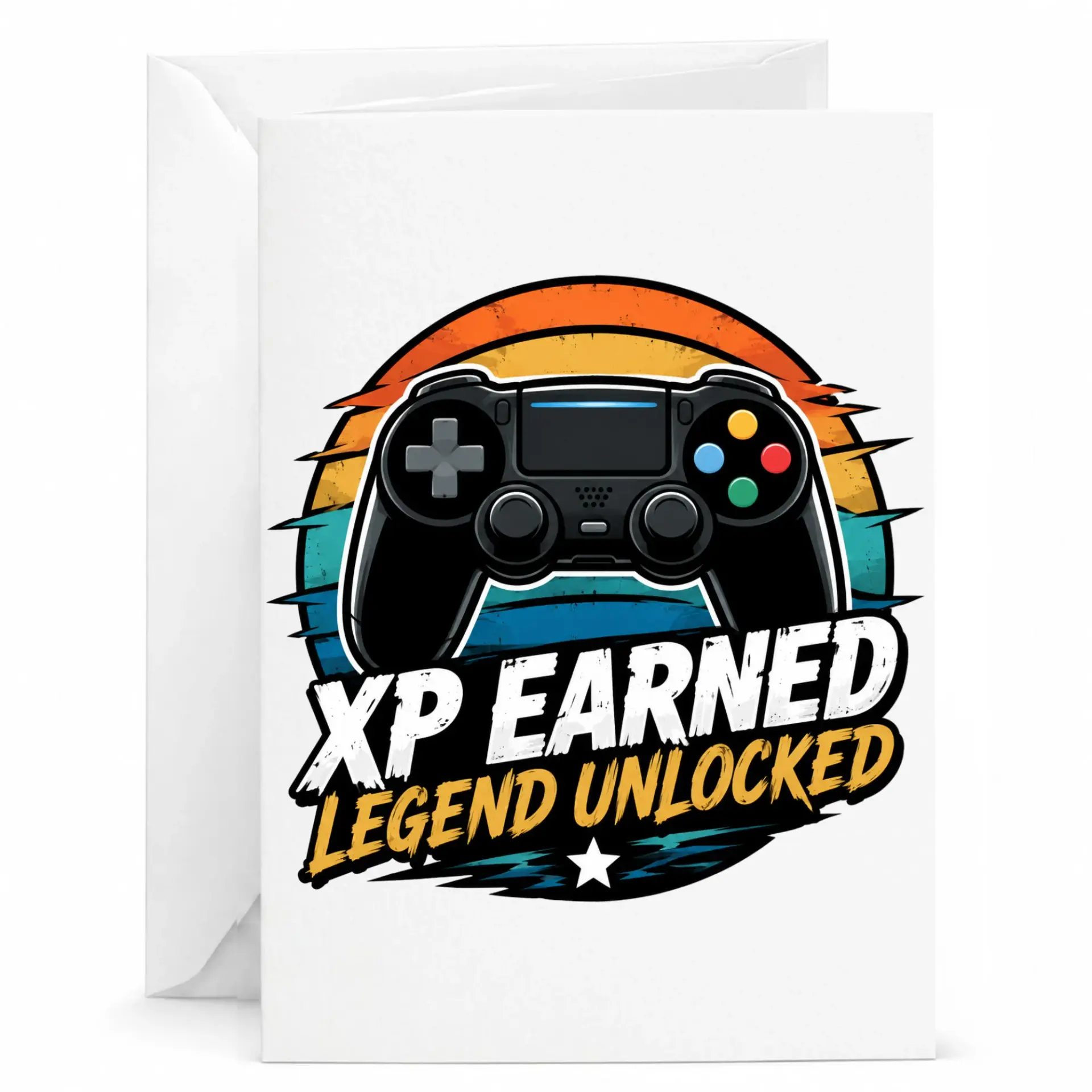 Funny Gaming Greeting Card Xp Earned Legend Unlocked Design for Gamers Enthusiasts 5x7 Inch Folded Note Card