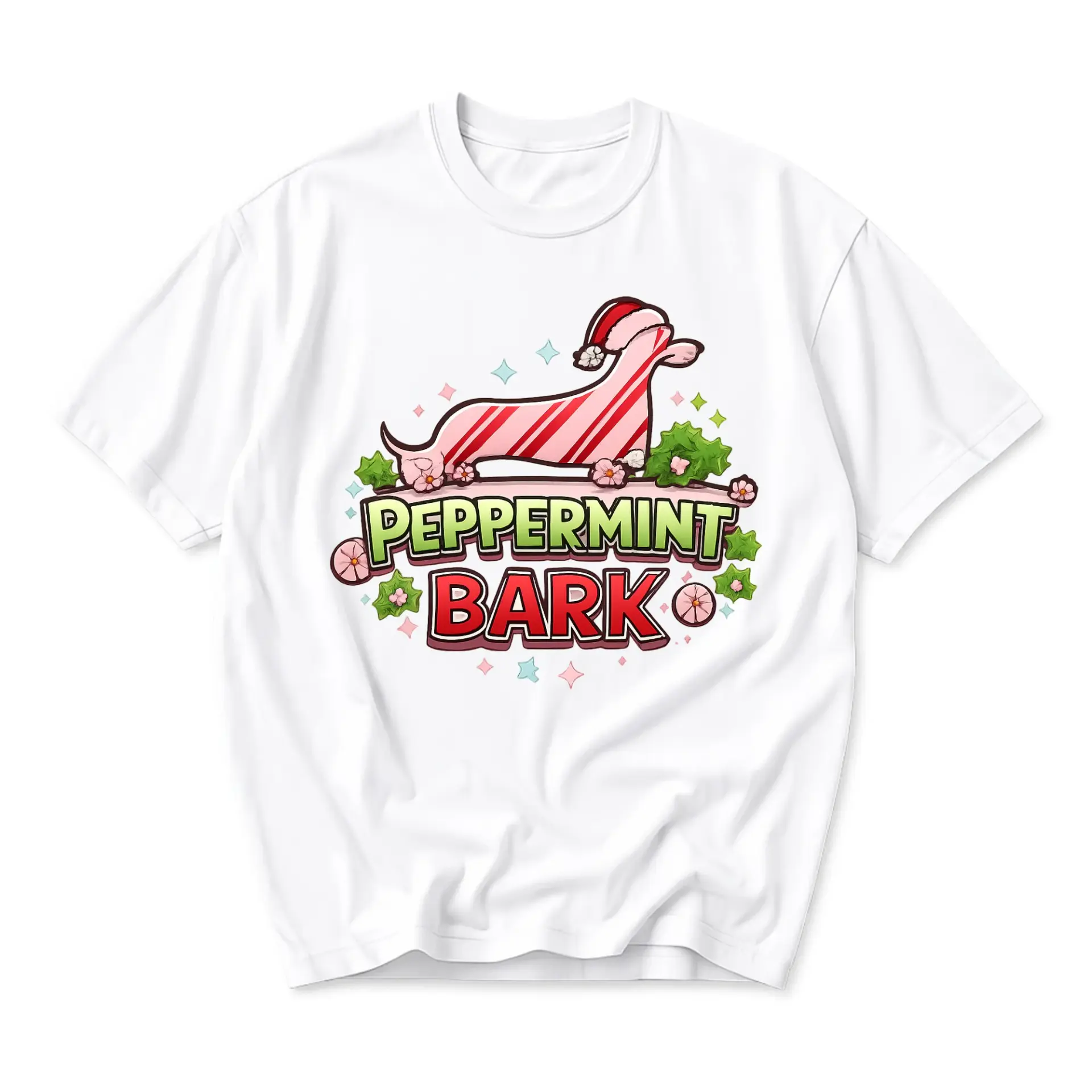 Funny Shirt Peppermint Dachshund Holiday Graphic Tee Unisex Crew Neck