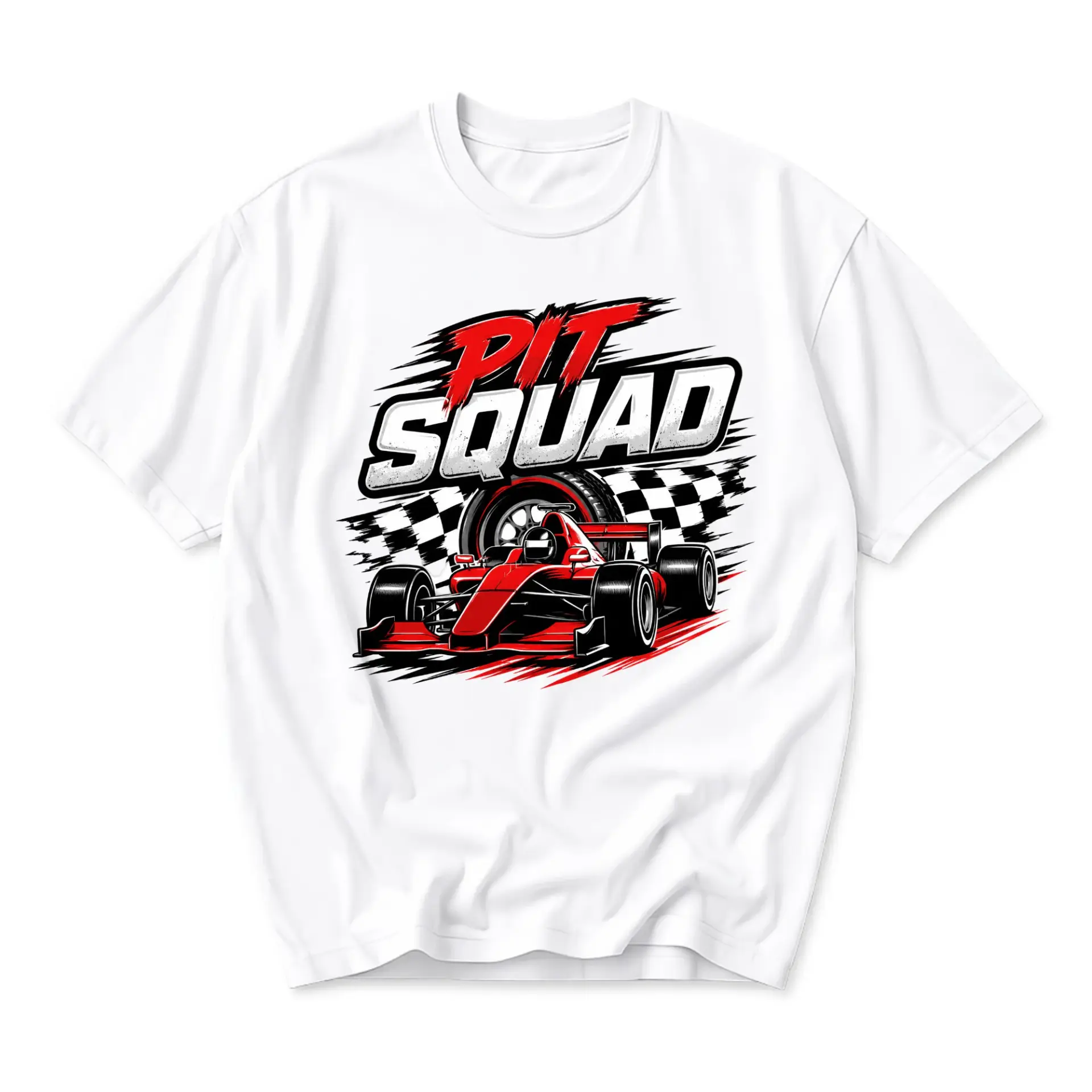 Graphic Tee Pit Squad Race Car Unisex Short Sleeve Crew Neck Shirt Casual Everyday Apparel Motorsports Enthusiast