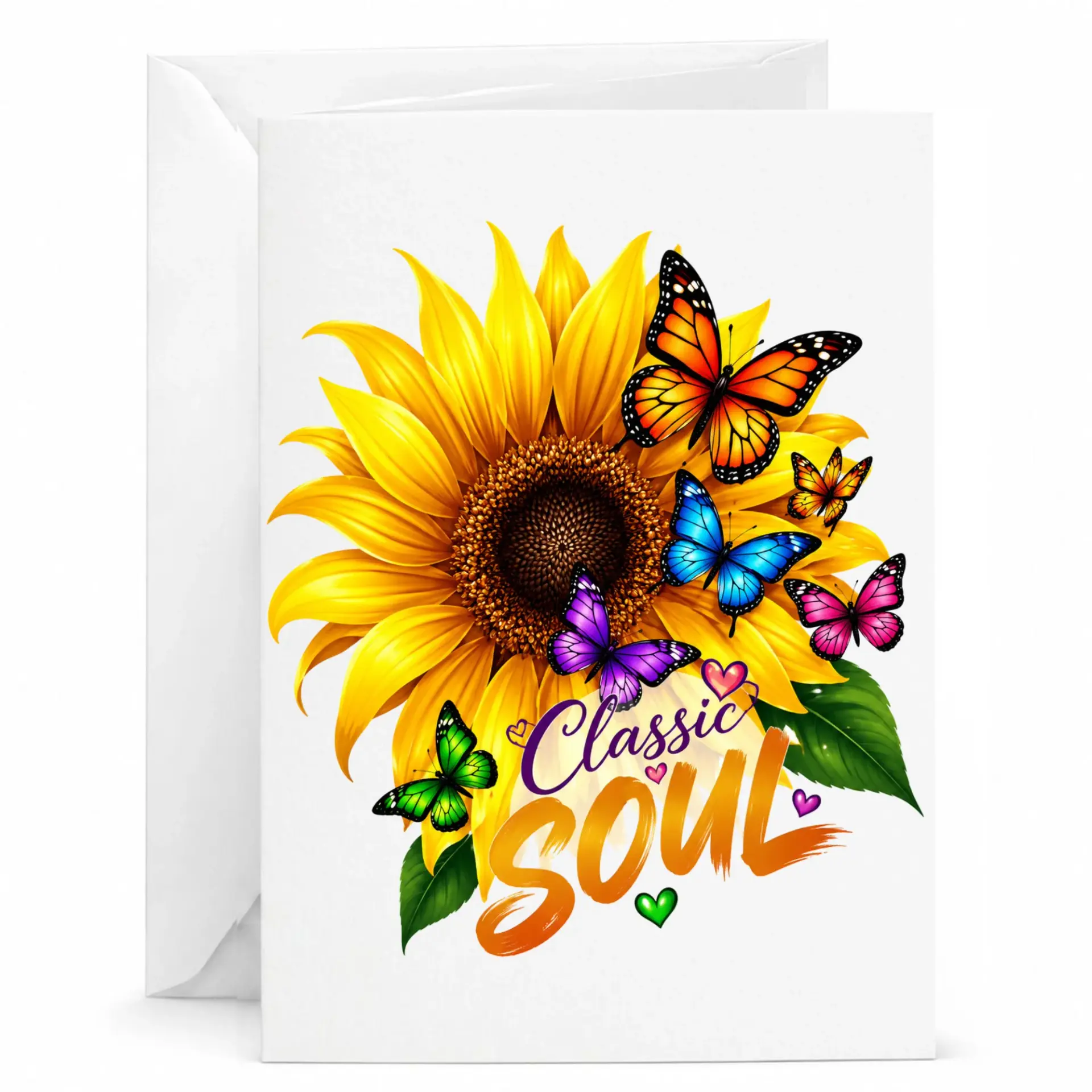 Greeting Card Classic Soul Sunflower and Butterflies Floral Art Professional Heavyweight Stationery for All Occasions