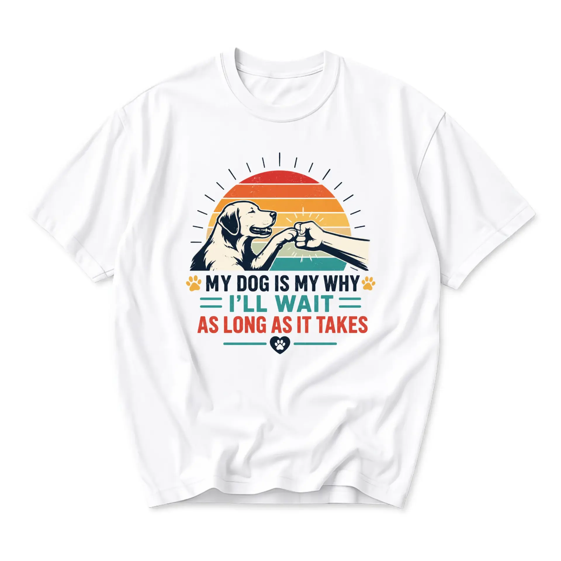 Funny Shirt Dog Lover Graphic Tee Retro Sunset Fist Bump Design Casual
