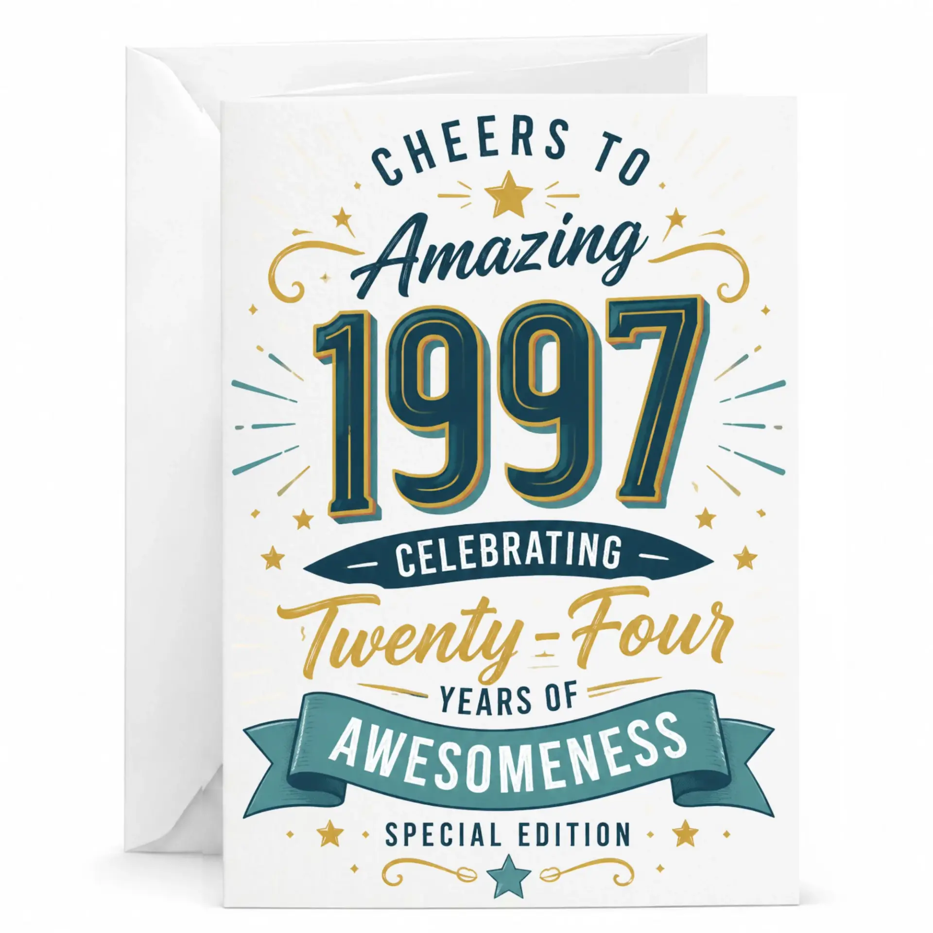 Birthday Card Celebrating 1997 Vintage Style Milestone Greeting Card for Twenty Four Years of Awesomeness Special Edition