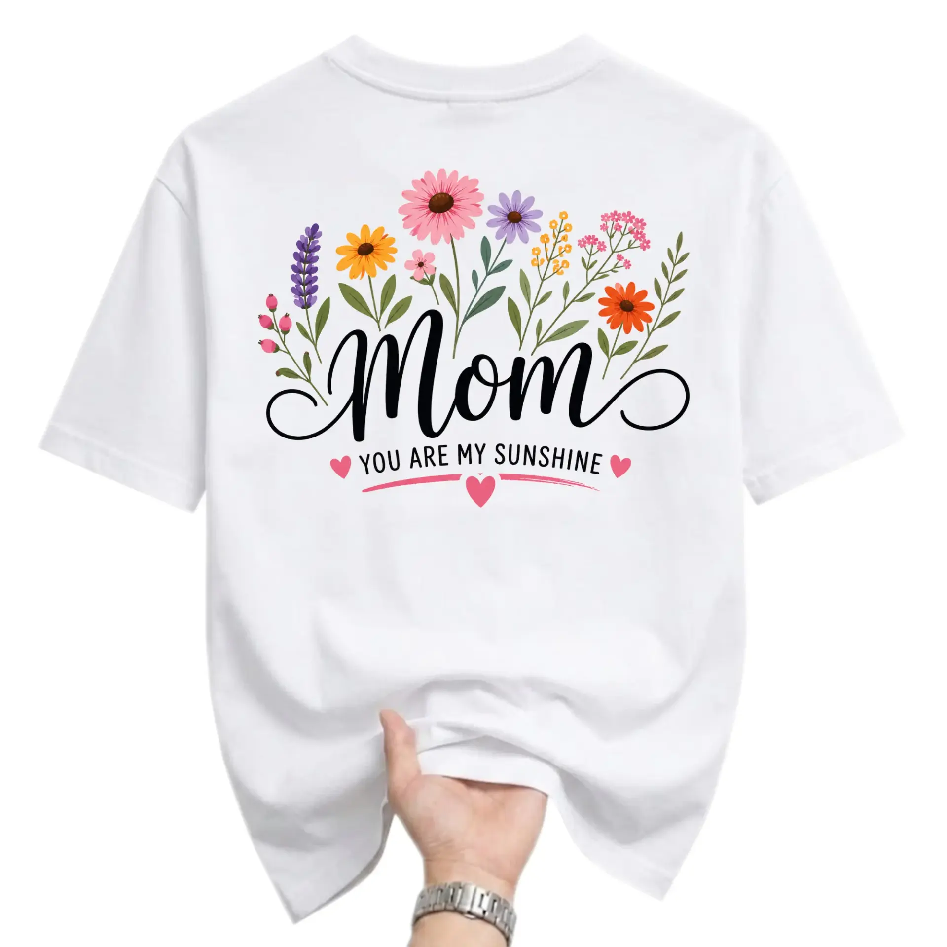 Graphic Tee Mom You Are My Sunshine Floral Design Casual Unisex Crew Neck Comfortable Short Sleeve Cotton Shirt Top