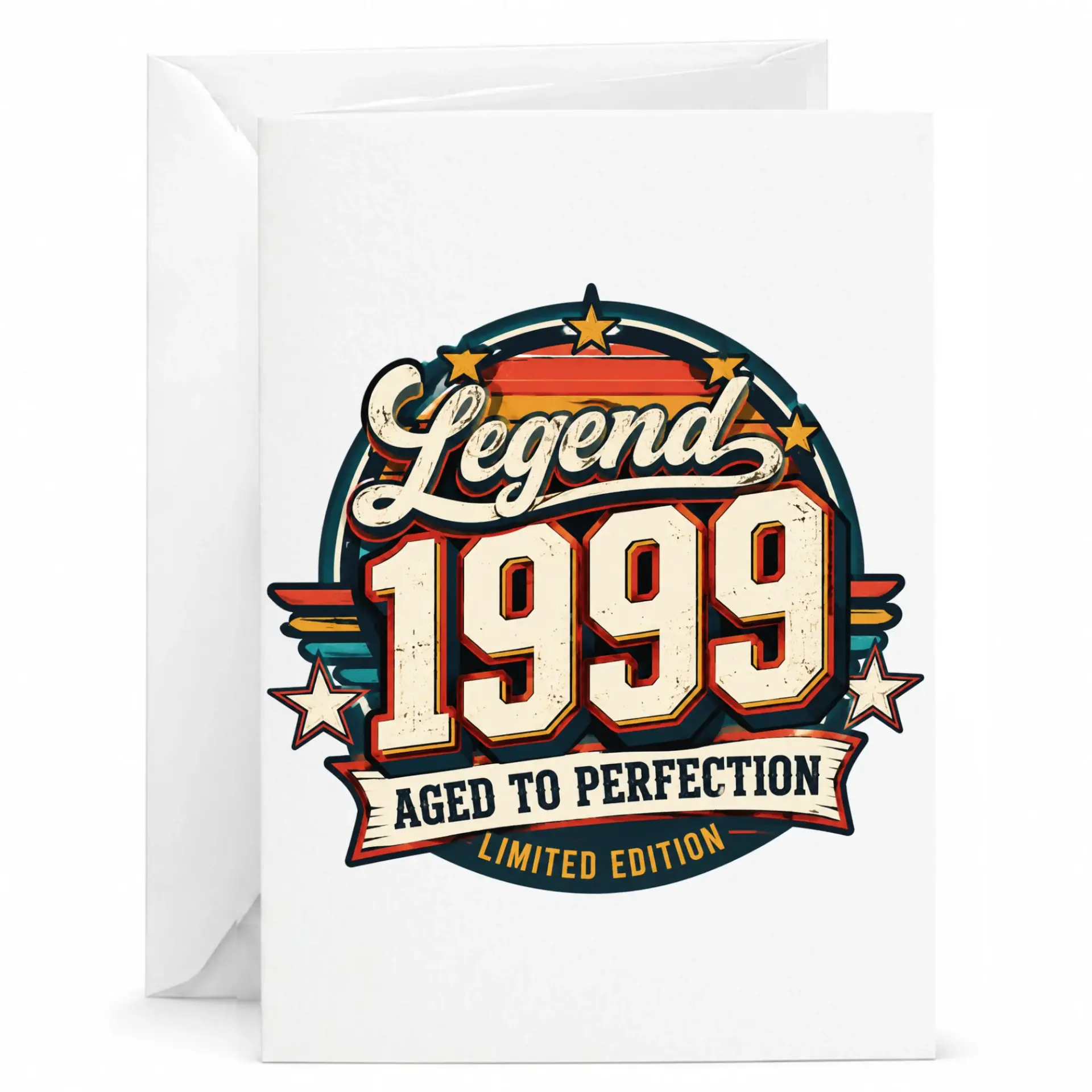 Birthday Card Vintage Legend 1999 Aged to Perfection Greeting Card for Milestone Celebrations 5x7 Inches with Envelope