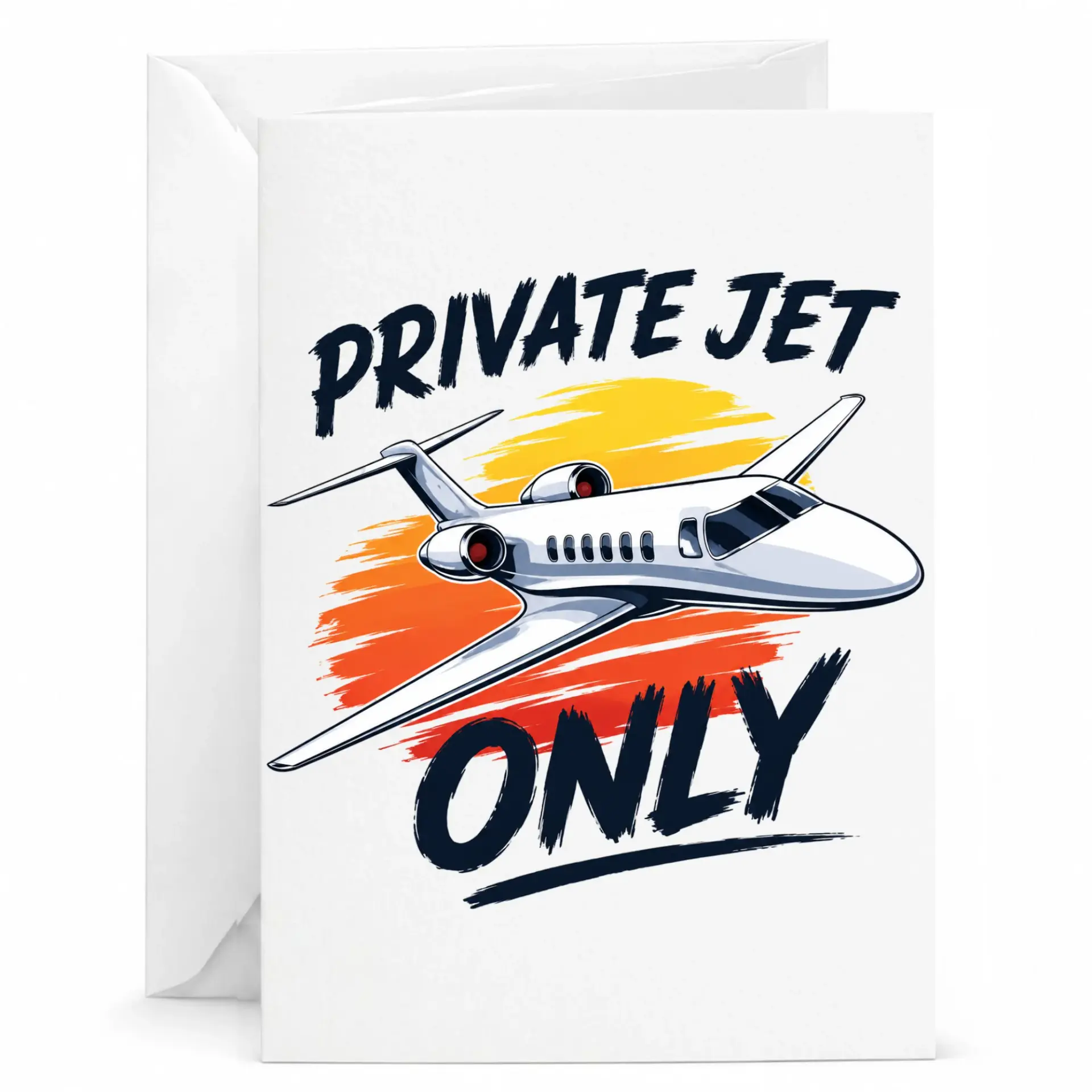 Funny Private Jet Only Greeting Card with Envelope for Birthday or Travel Enthusiast, Premium Heavyweight Paper