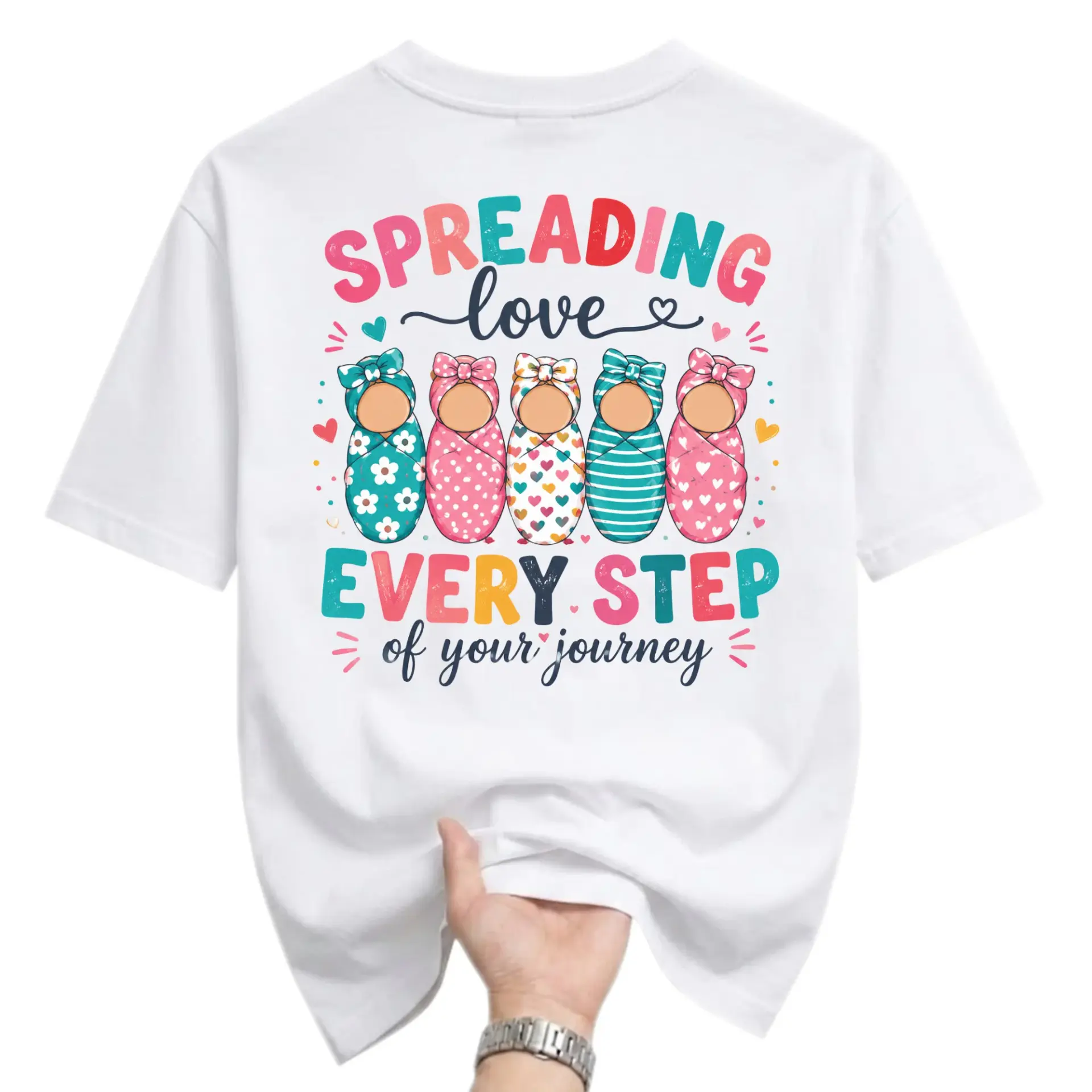 Graphic Tee Spreading Love Every Step of Your Journey Unisex Casual Crew Neck T-Shirt for Everyday Comfort and Style
