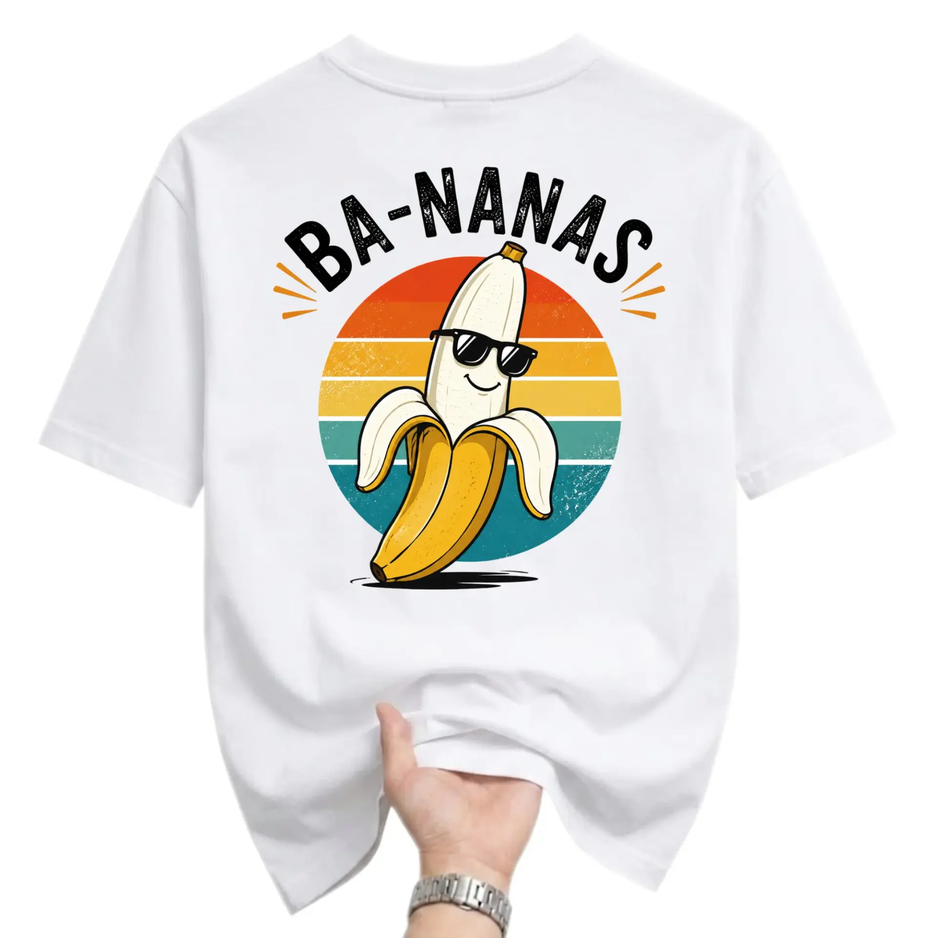 Funny Shirt Ba-Nanas Retro Banana Graphic Tee Unisex Casual Crew Neck Soft Cotton Blend Everyday Summer Apparel