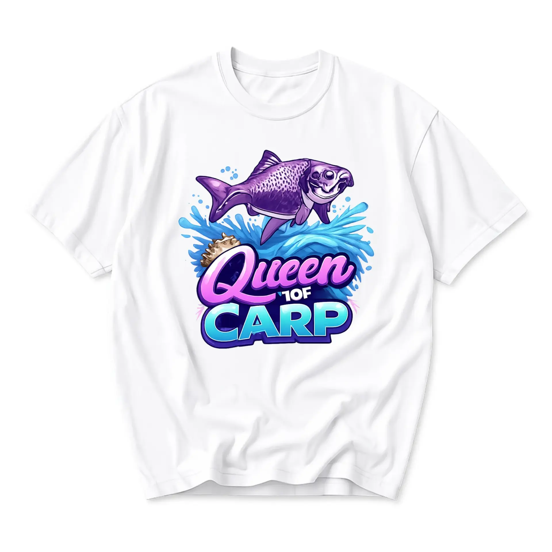 Funny Shirt Queen of Carp Graphic Tee Unisex Casual Apparel for Fishing