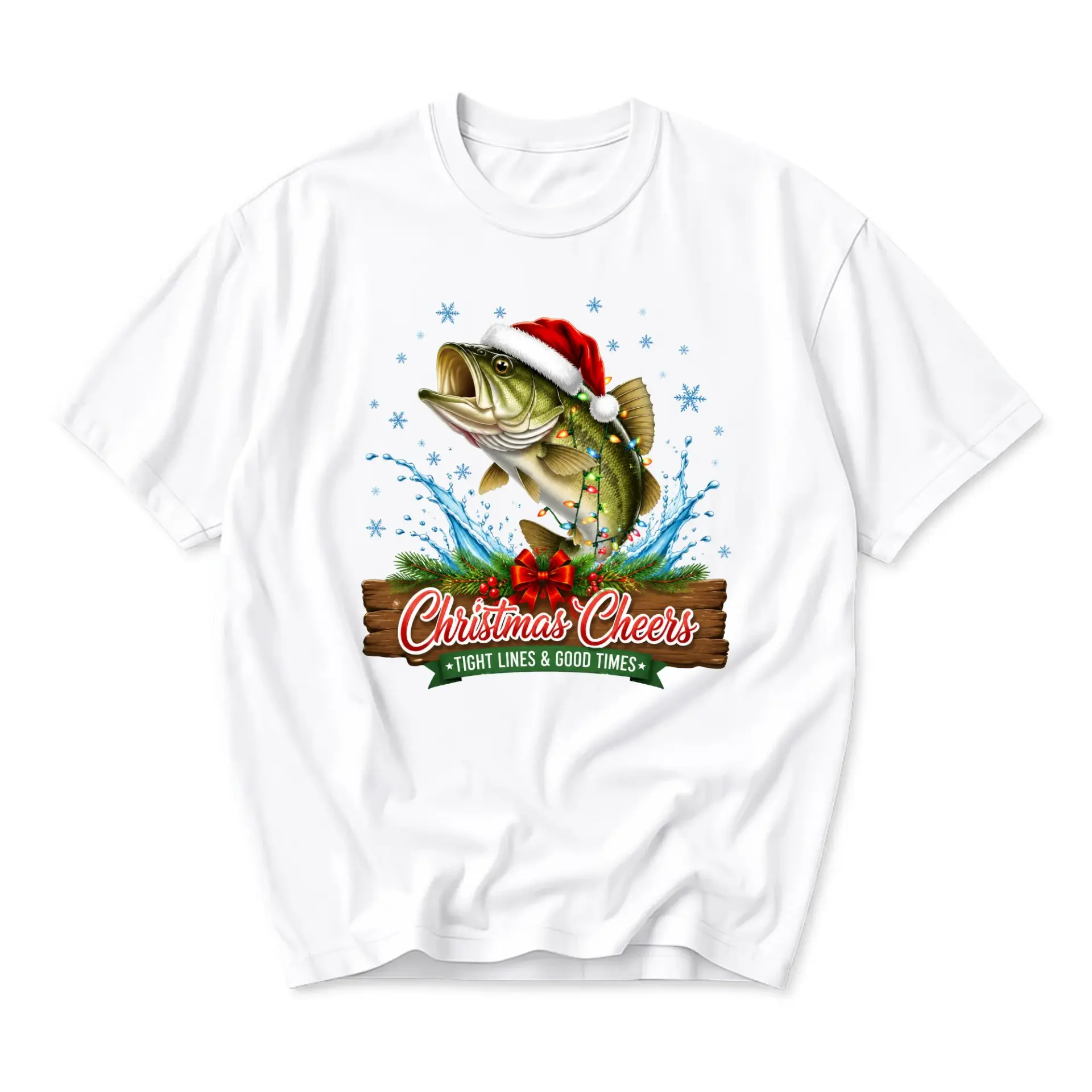 Funny Shirt Christmas Cheers Fishing Graphic Tee Unisex Casual Apparel