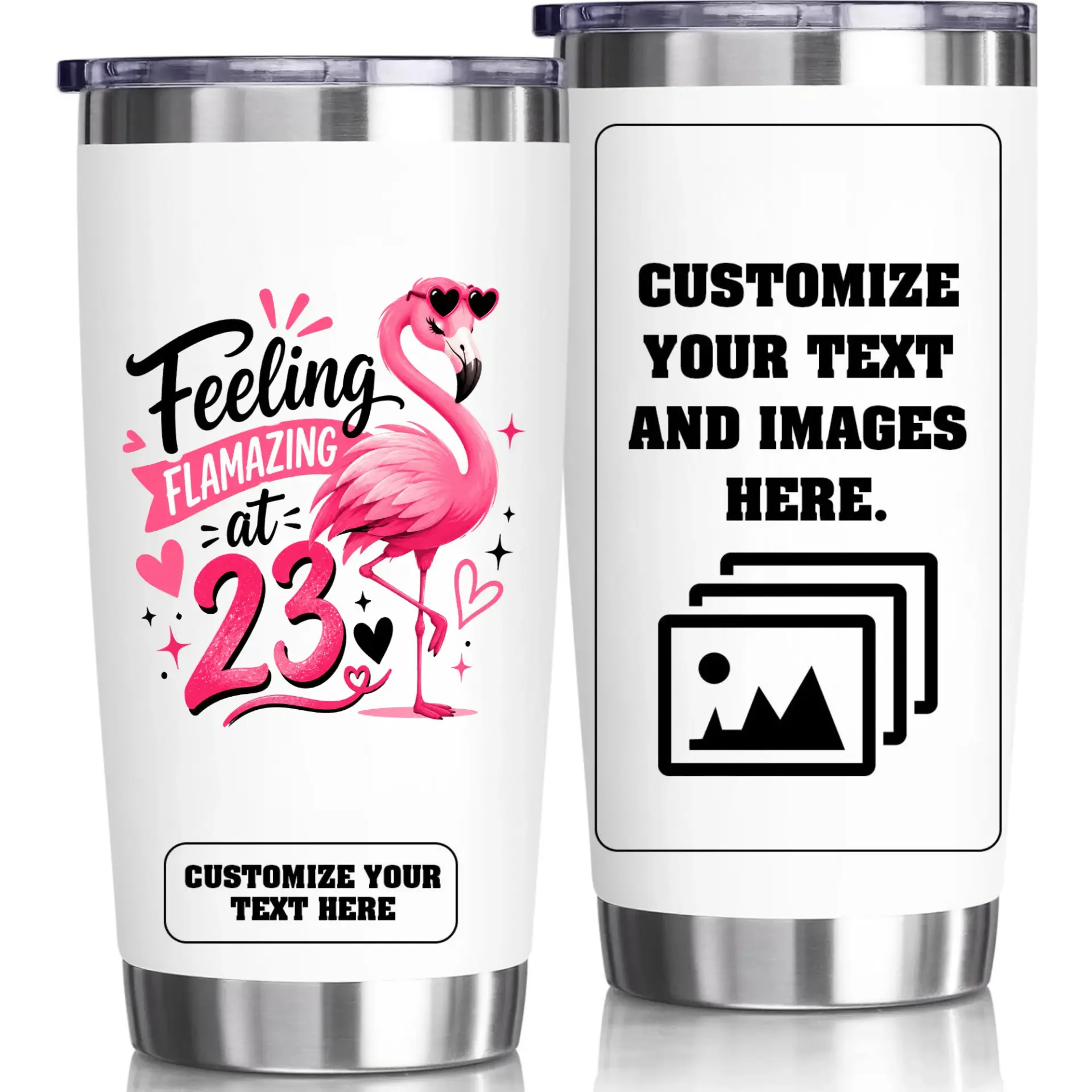 Stainless Steel Tumbler Feeling Flamazing Flamingo Travel Mug for Birthday Gift 20oz Insulated Vacuum Cup